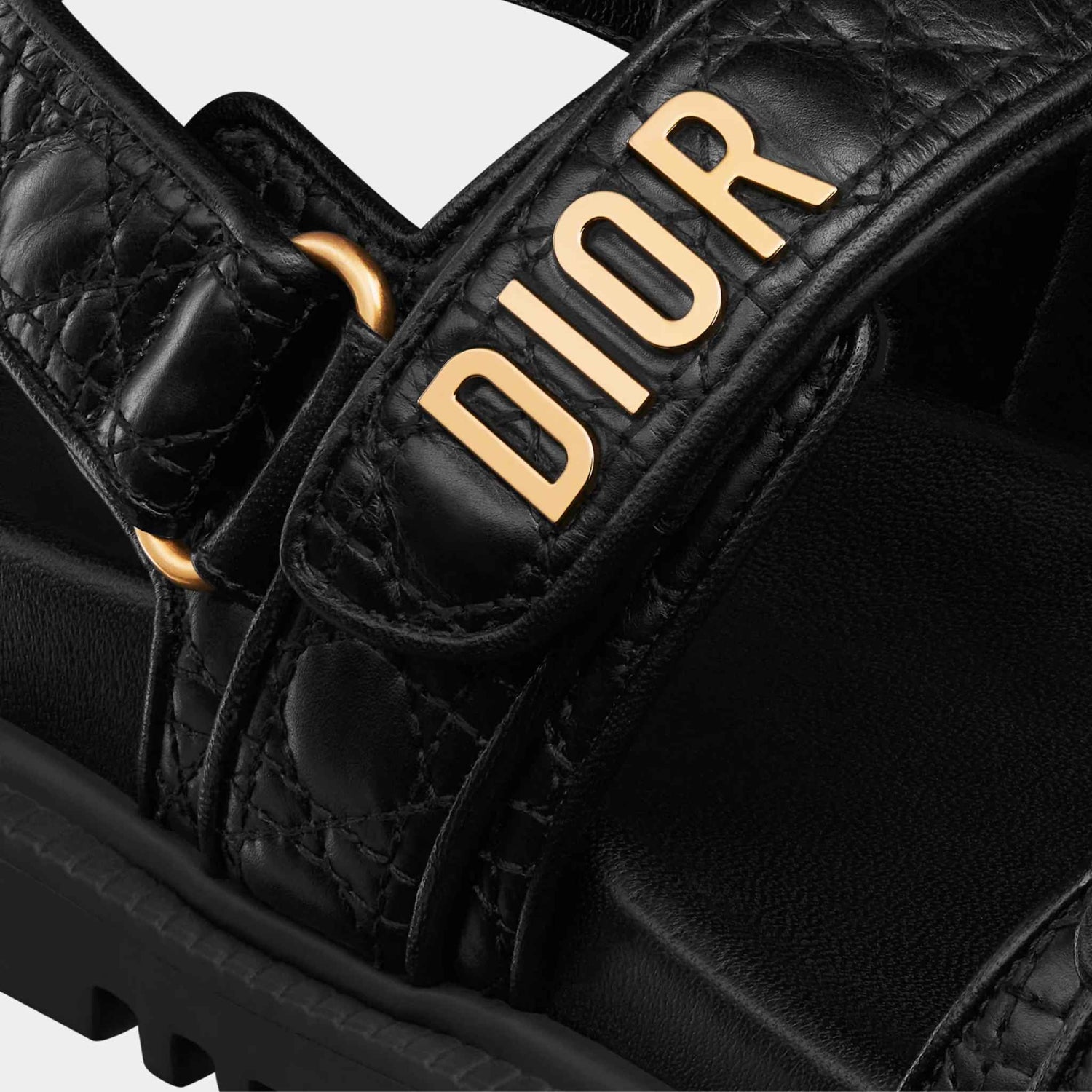 Dior Dioract Sandal Black Quilted Cannage Calfskin, Closeup