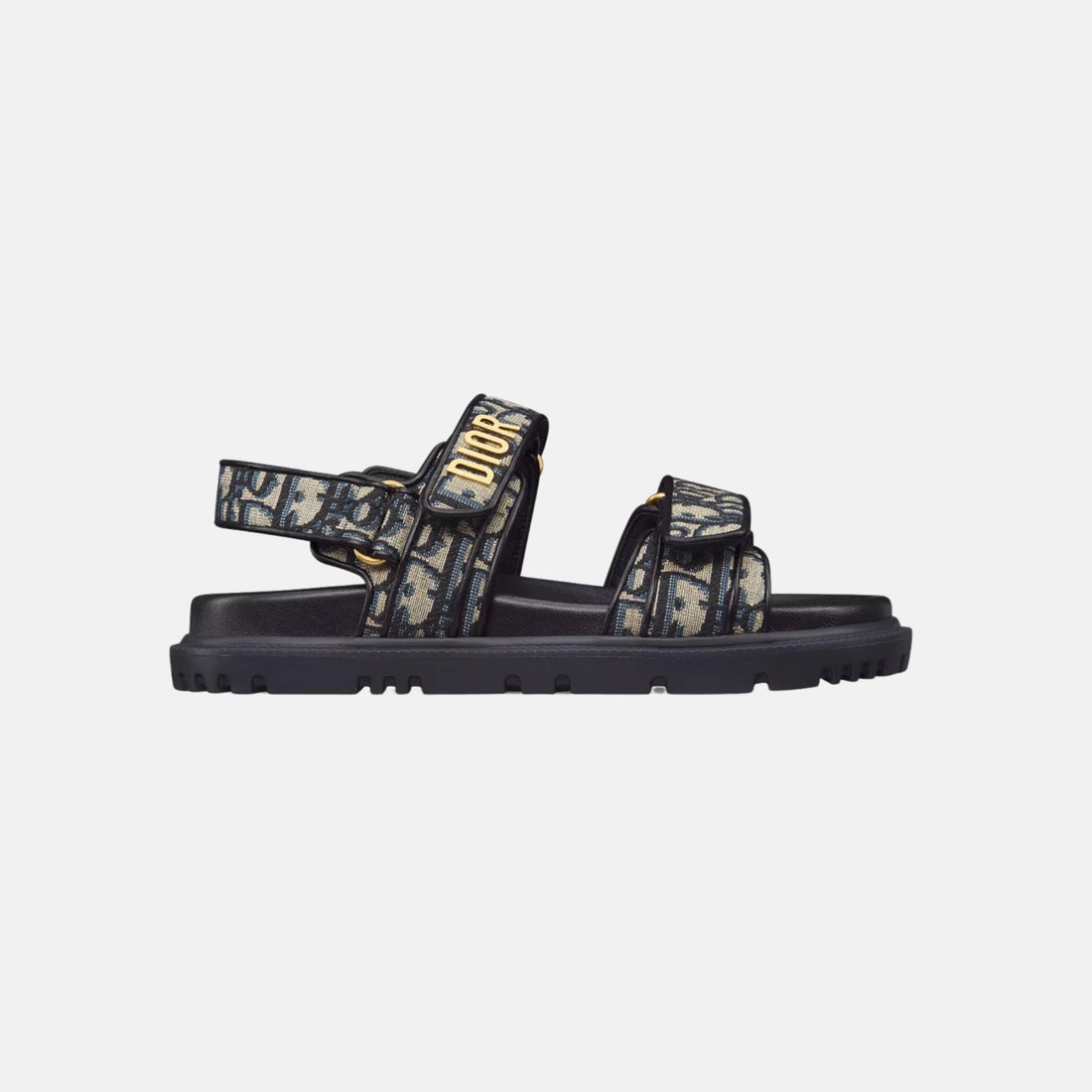 Dior Dioract Sandal In Cotton Embroidered With Oblique Motif, Side