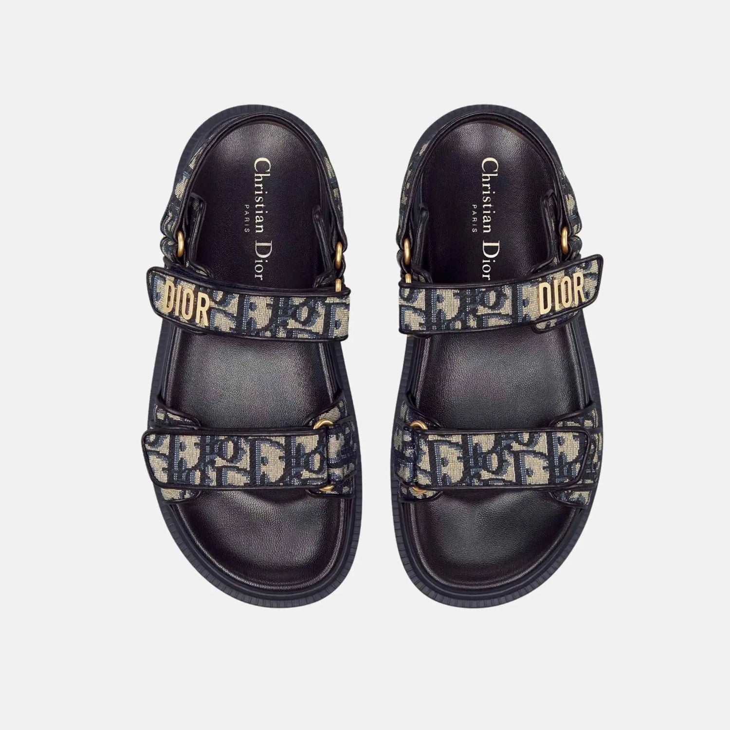 Dior Dioract Sandal In Cotton Embroidered With Oblique Motif, Top