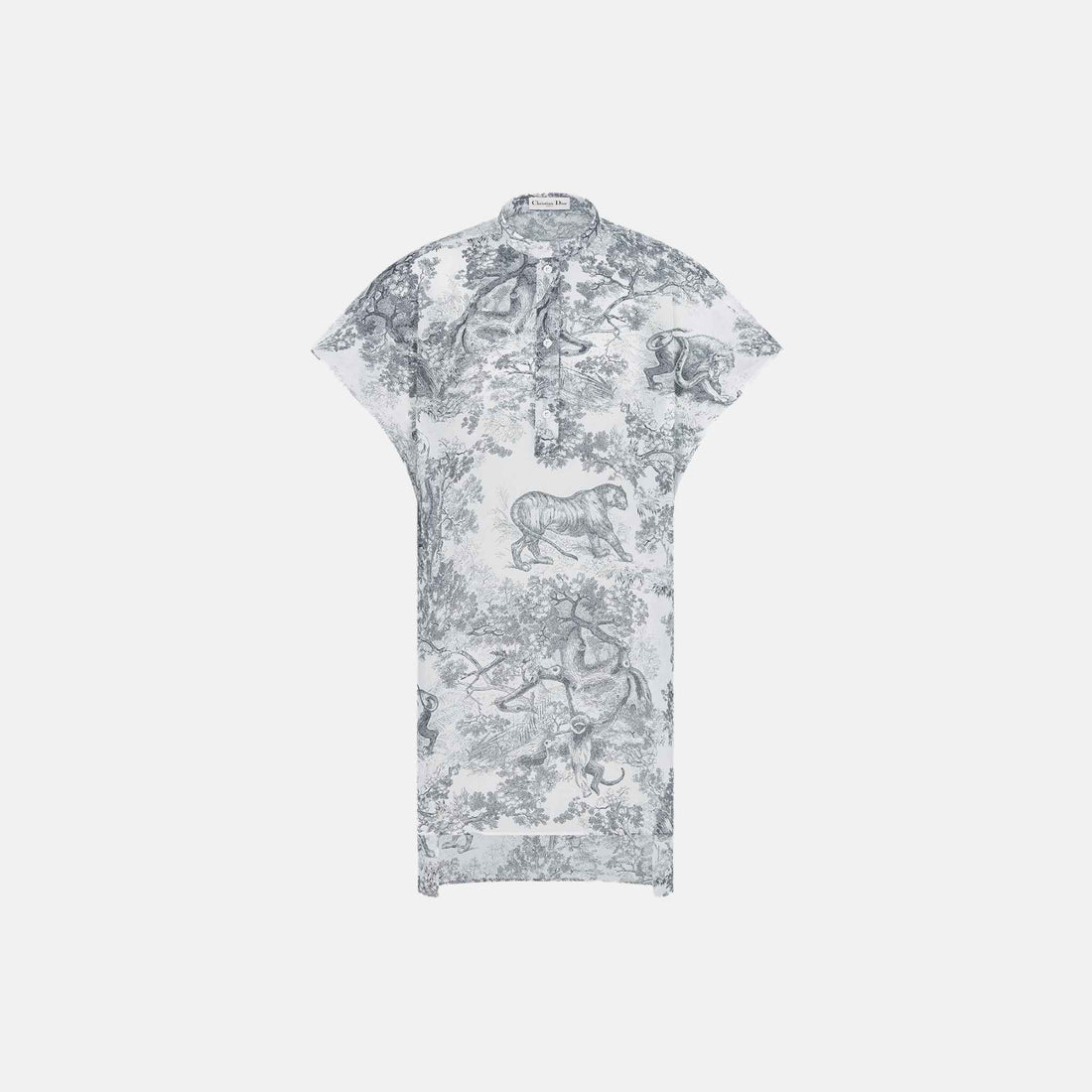 Dior Dioriviera Long Blouse With Cap Sleeves In Toile De Jouy, Front