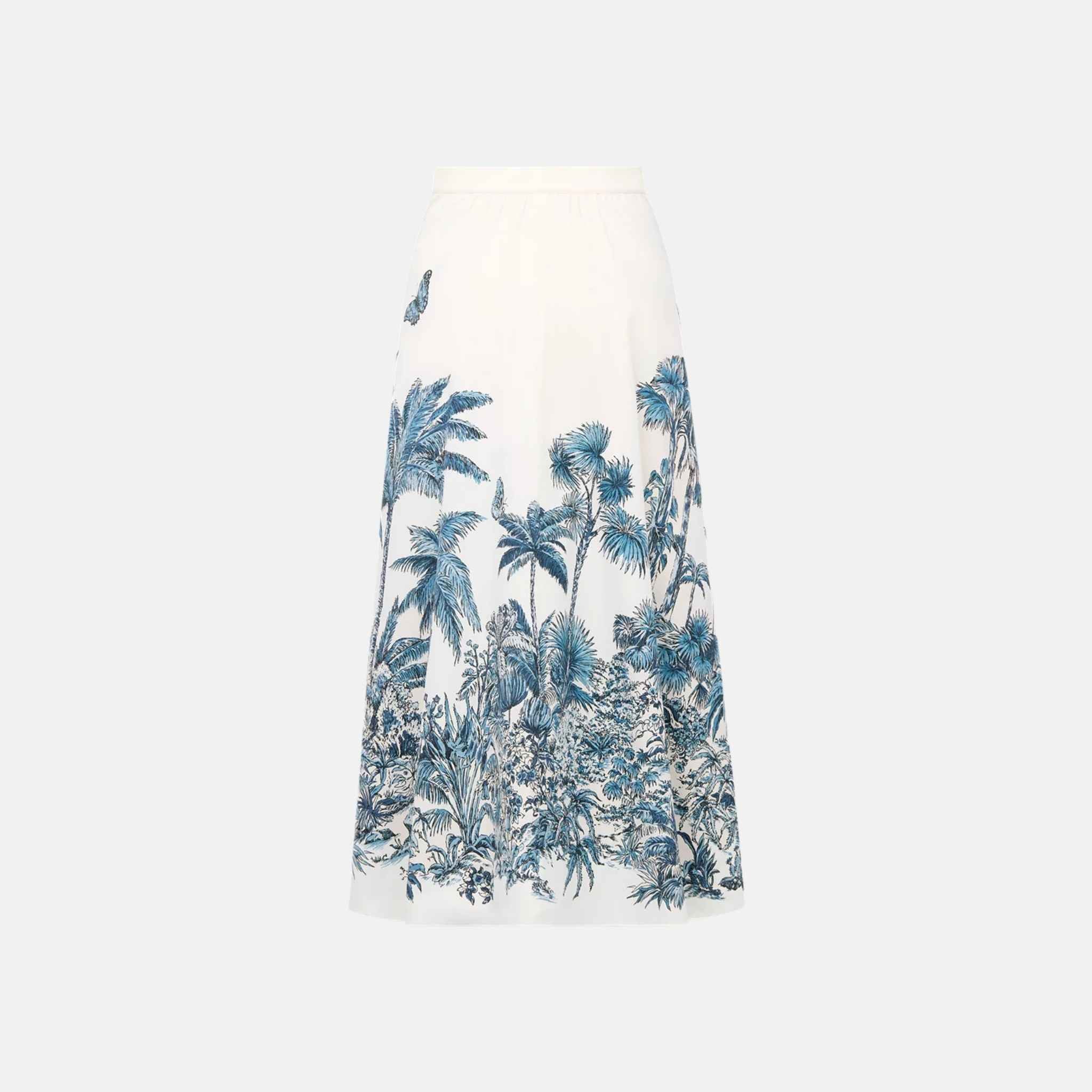 Dior Dioriviera Mid Length Flared Skirt In Toile De Jouy Cotton Silk, Back