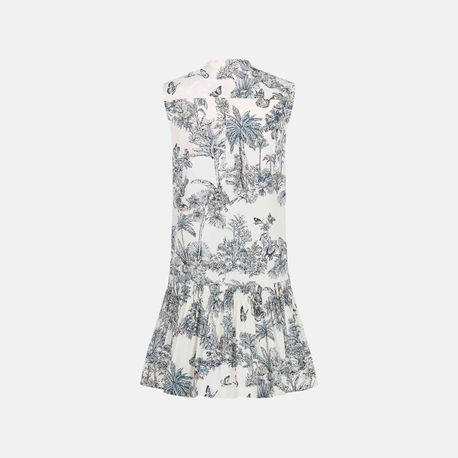 Dior Dioriviera Straight Ruffled Dress In Toile De Jouy Cotton Silk, Back