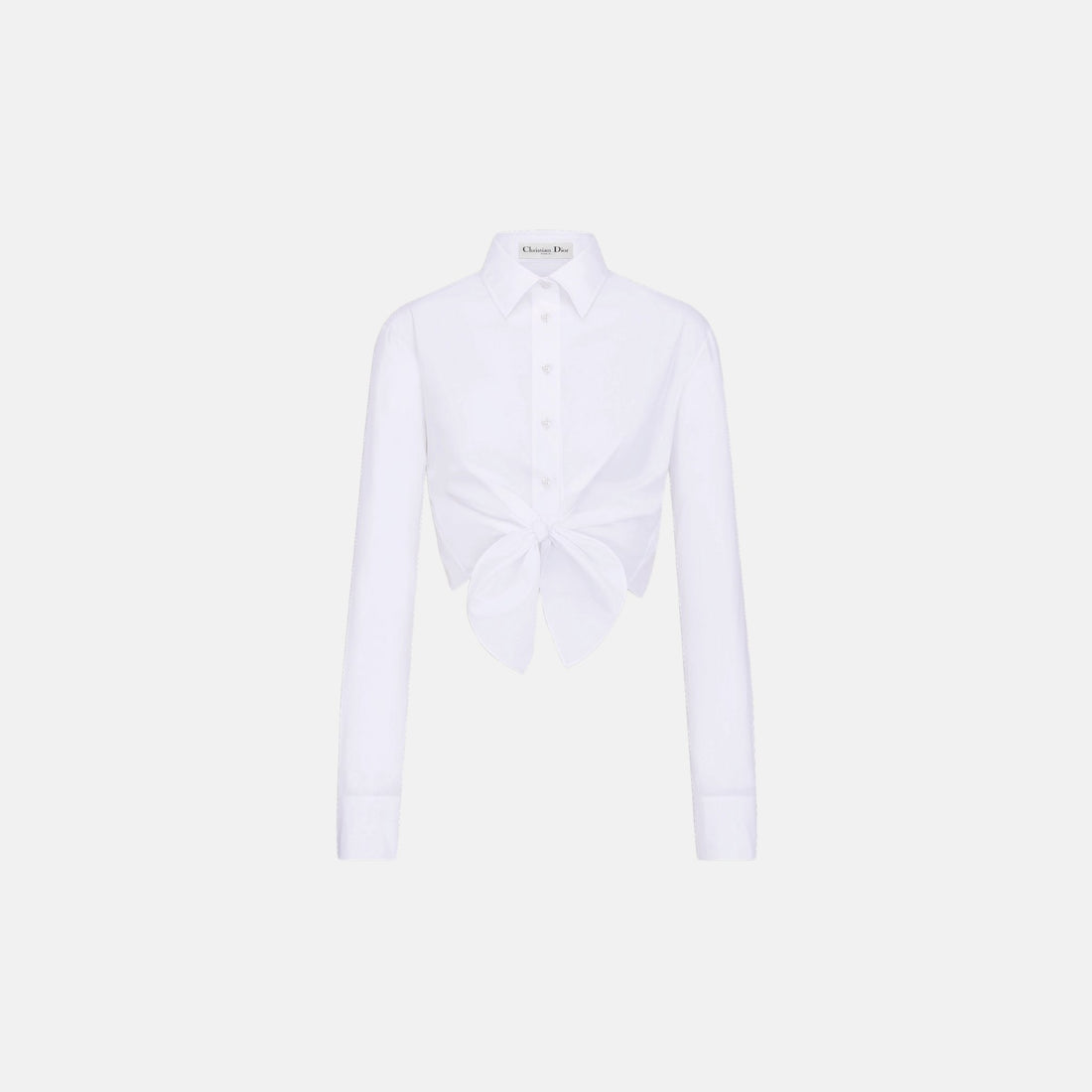Dior Dioriviera Tied Cropped Blouse In Cotton Poplin, Front