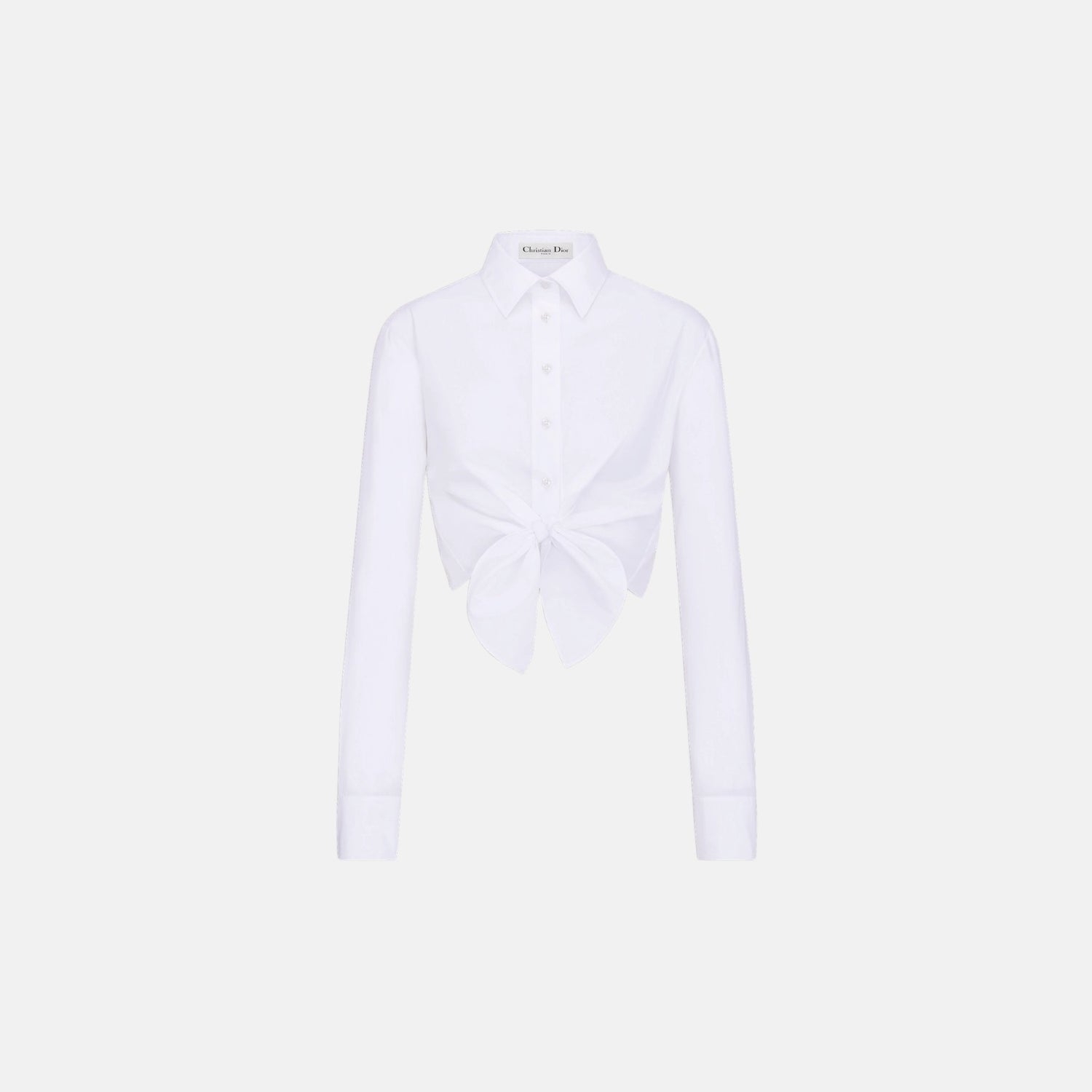 Dior Dioriviera Tied Cropped Blouse In Cotton Poplin, Front