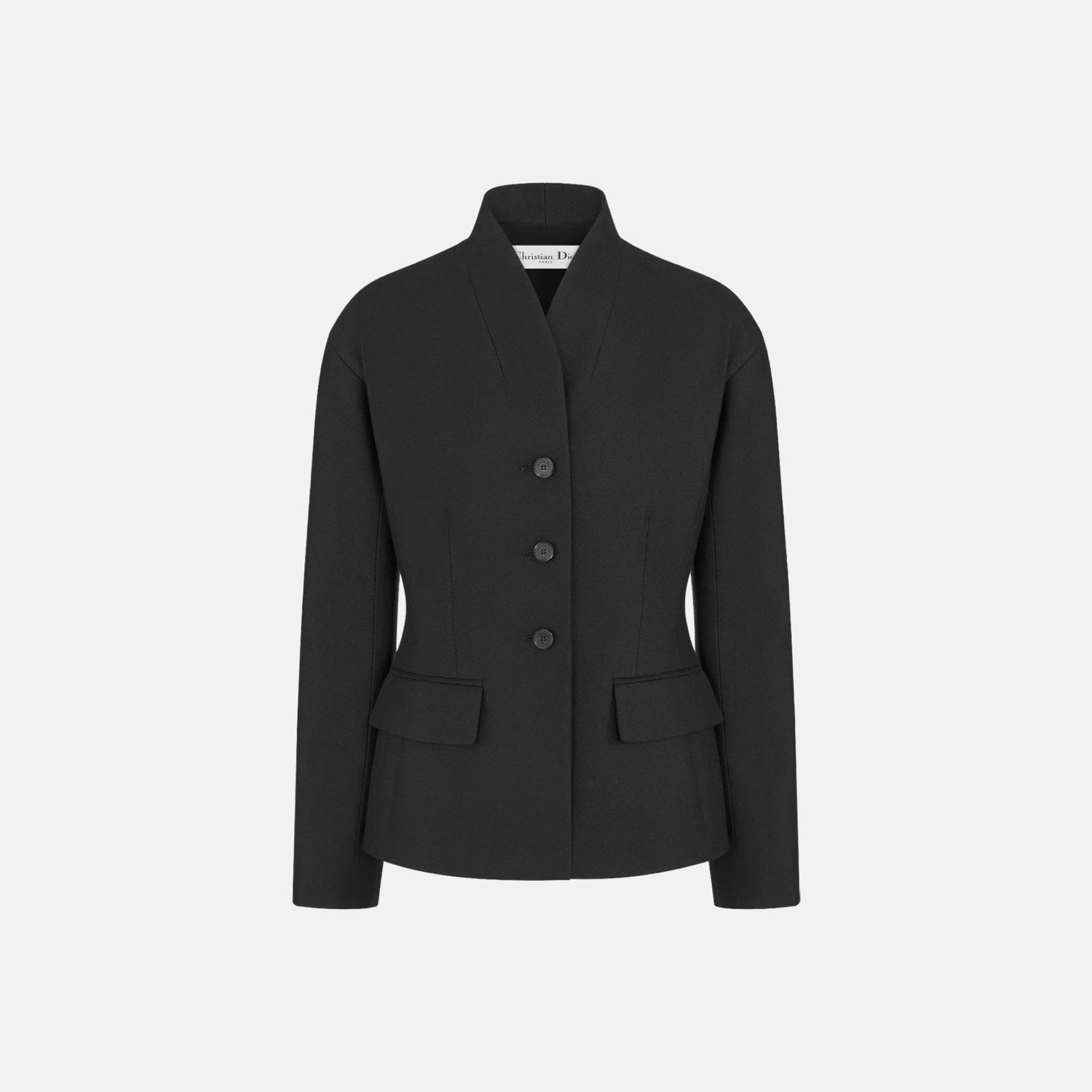 Dior Fitted Jacket In Virgin Wool And Silk Grain De Poudre, Front