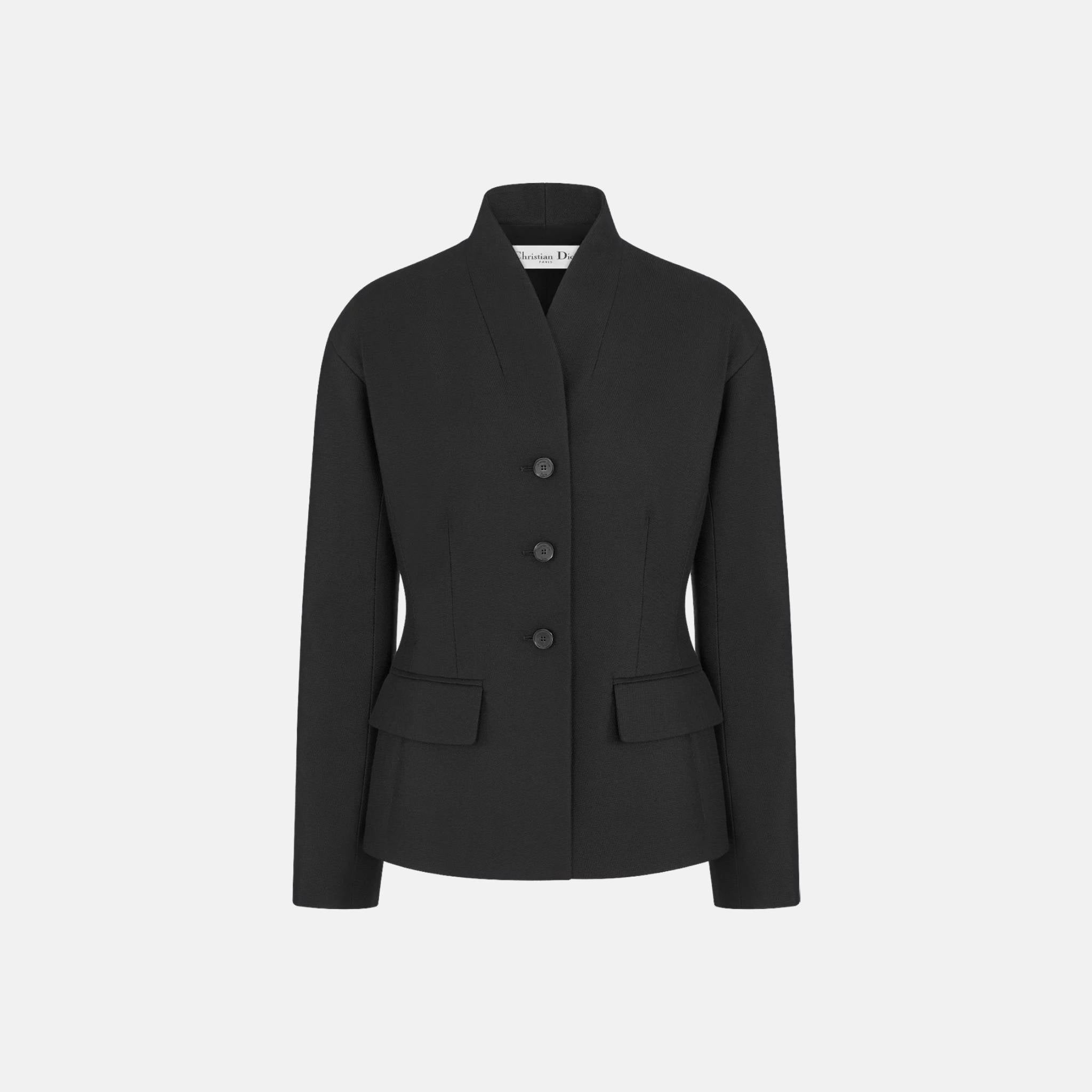 Dior Fitted Jacket In Virgin Wool And Silk Grain De Poudre, Front