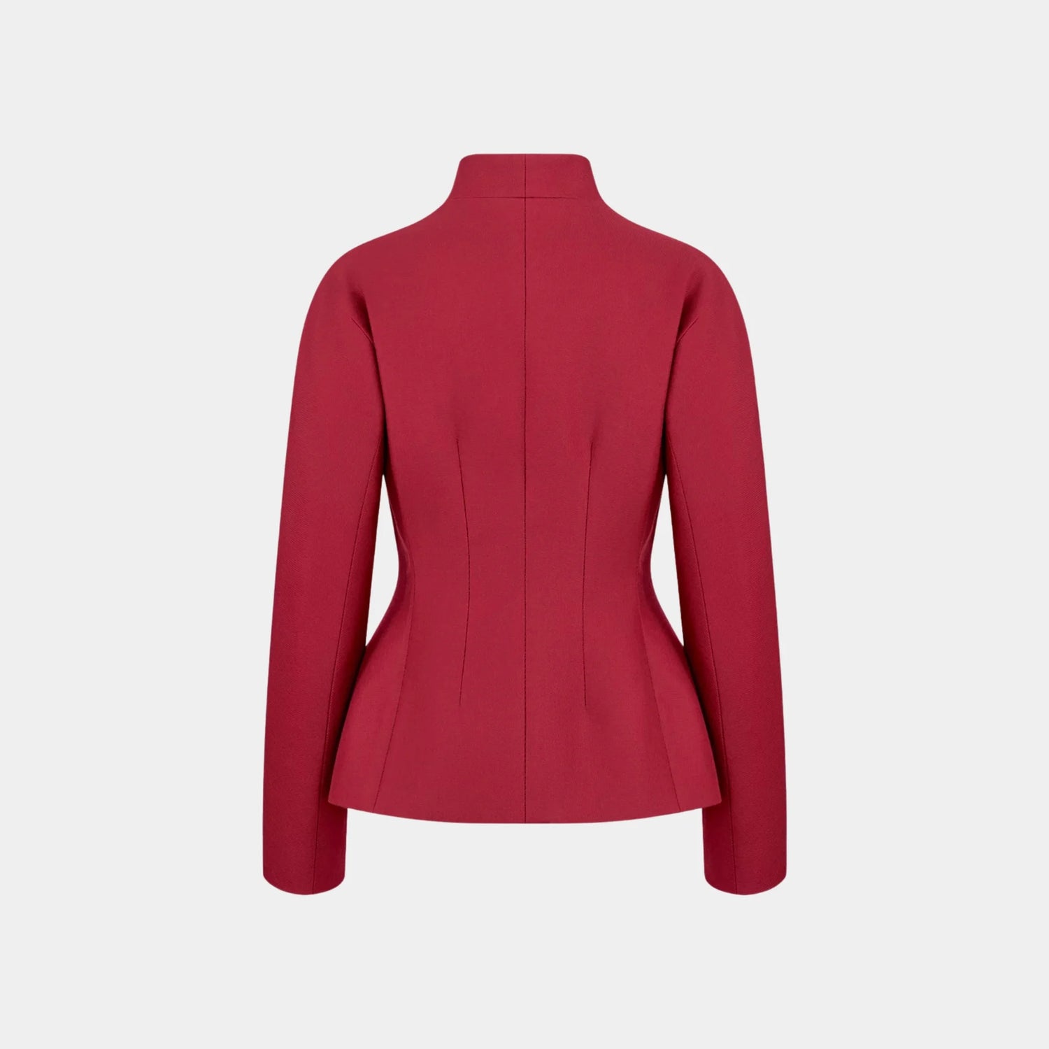 Dior Fitted Jacket In Virgin Wool And Silk Grain De Poudre, Red, Back