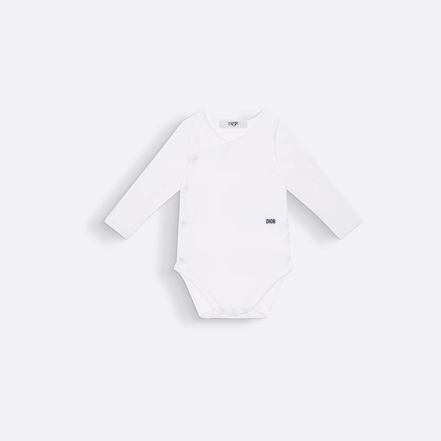 Dior Gift Set with Two Long-Sleeved Bodysuits Ivory Cotton Jersey with Pale Green and Blue Clover and Star Motif, Solid