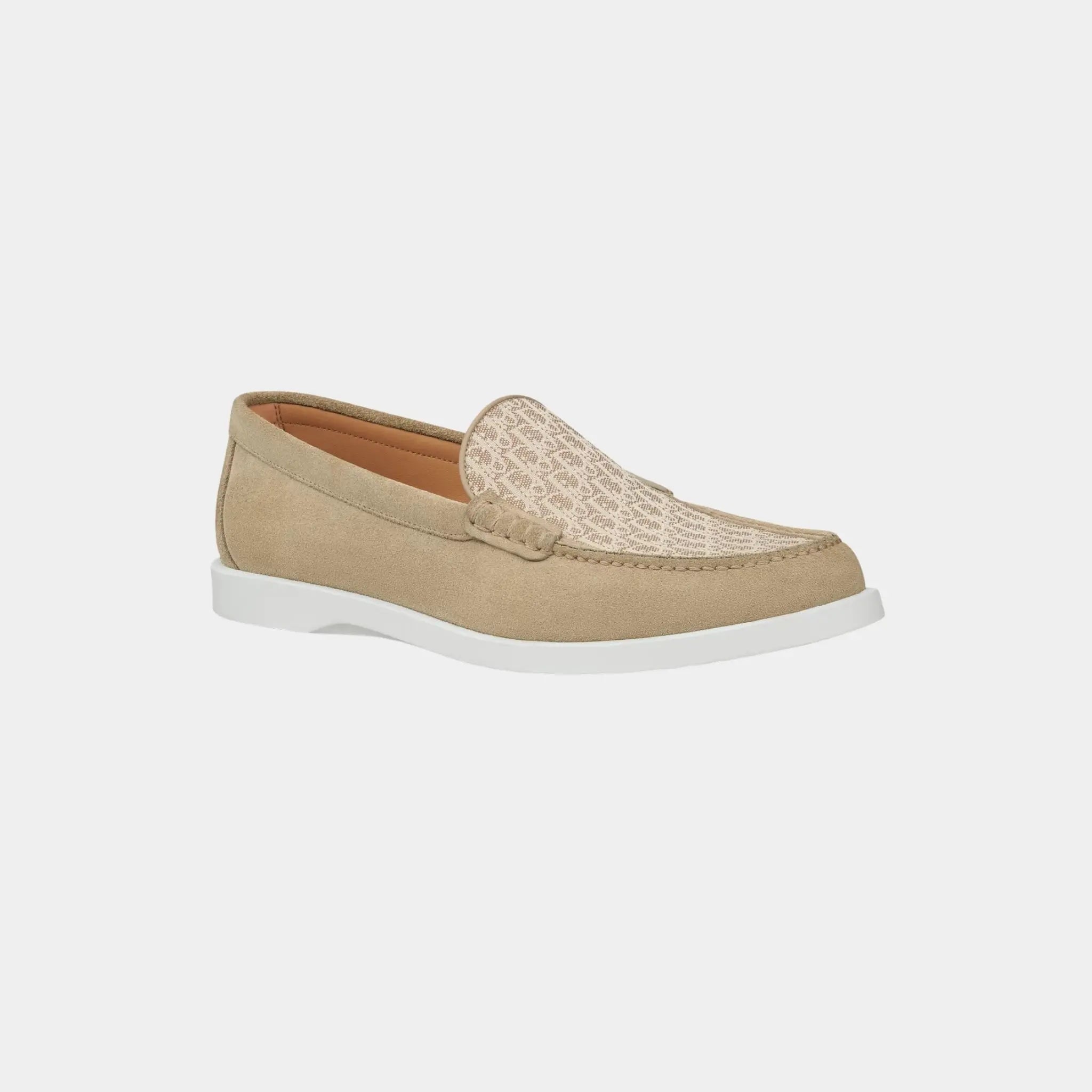 Dior Granville Moccasin Oblique Suede and Jacquard Canvas, Beige, Front