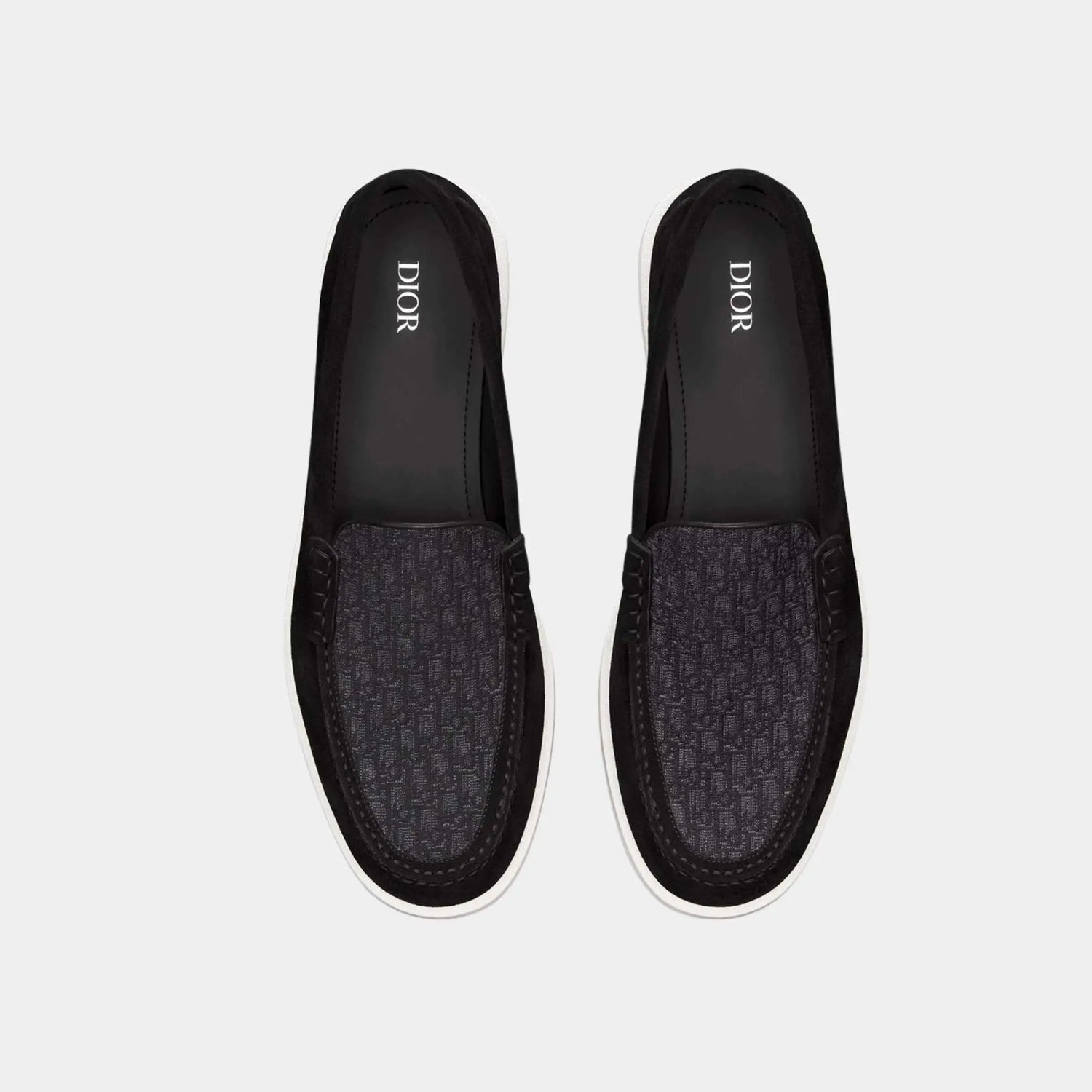 Dior Granville Moccasin Suede and Oblique Jacquard Canvas, Black, Top