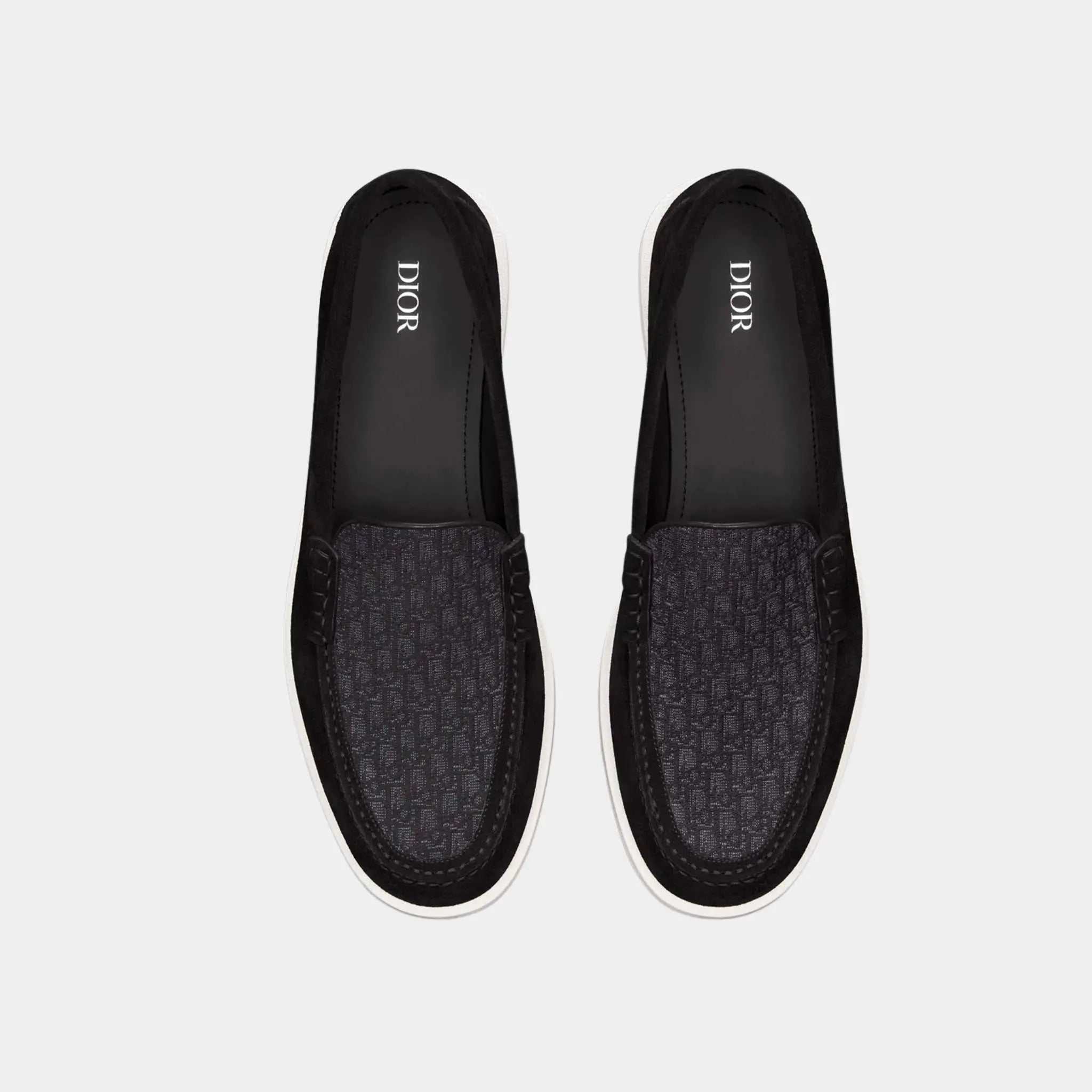 Dior Granville Moccasin Suede and Oblique Jacquard Canvas, Black, Top