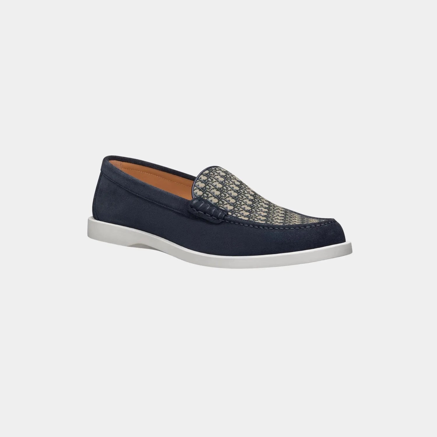 Dior Granville Moccasin Suede and Oblique Jacquard Canvas, Navy Blue, Front