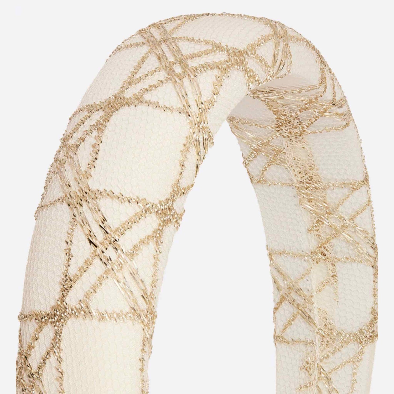 Dior Headband Gold Tone Cannage Lace, Closeup