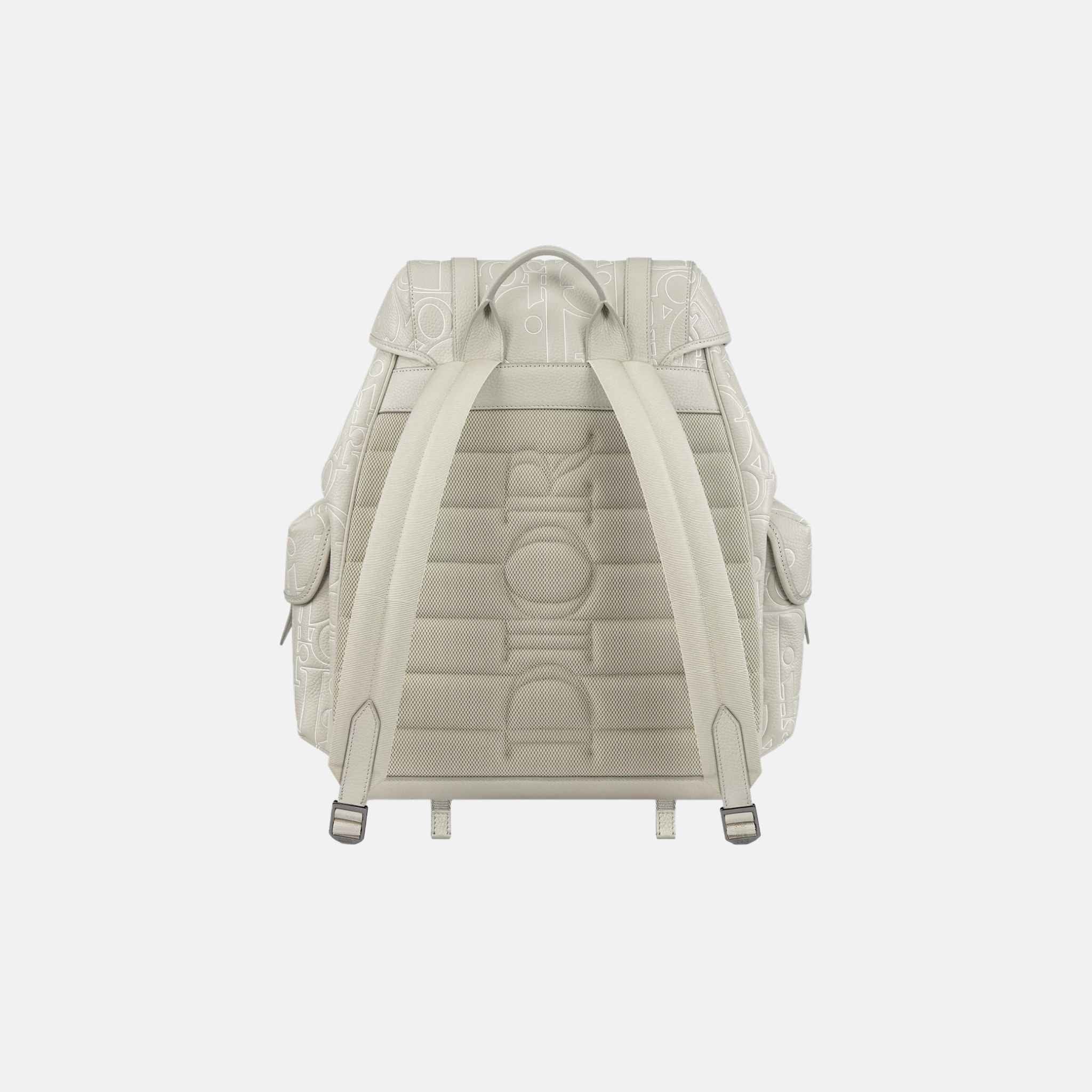 Dior Hit The Road Backpack In Outline Leather And Grained Calfskin, Beige, Back