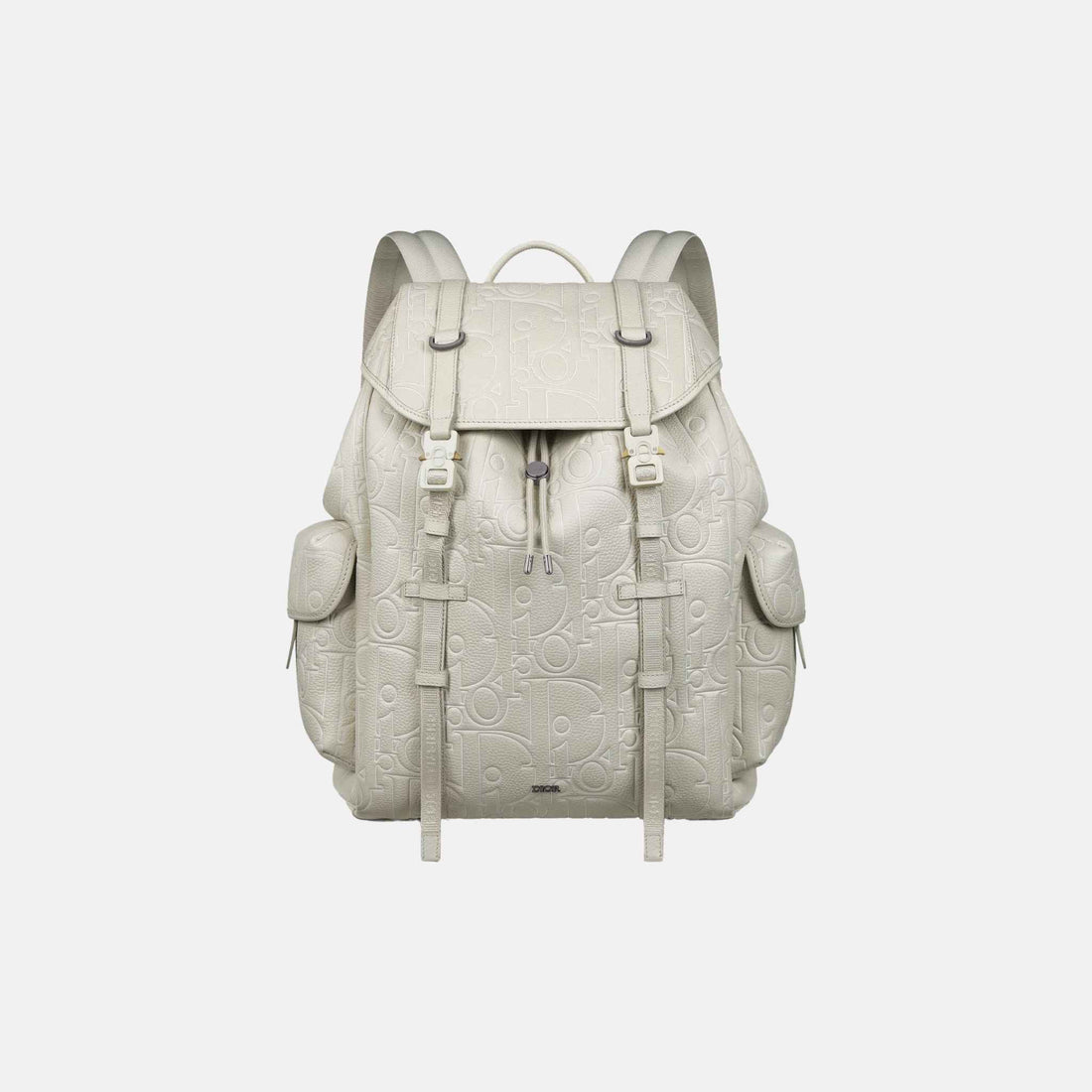 Dior Hit The Road Backpack In Outline Leather And Grained Calfskin, Beige, Front