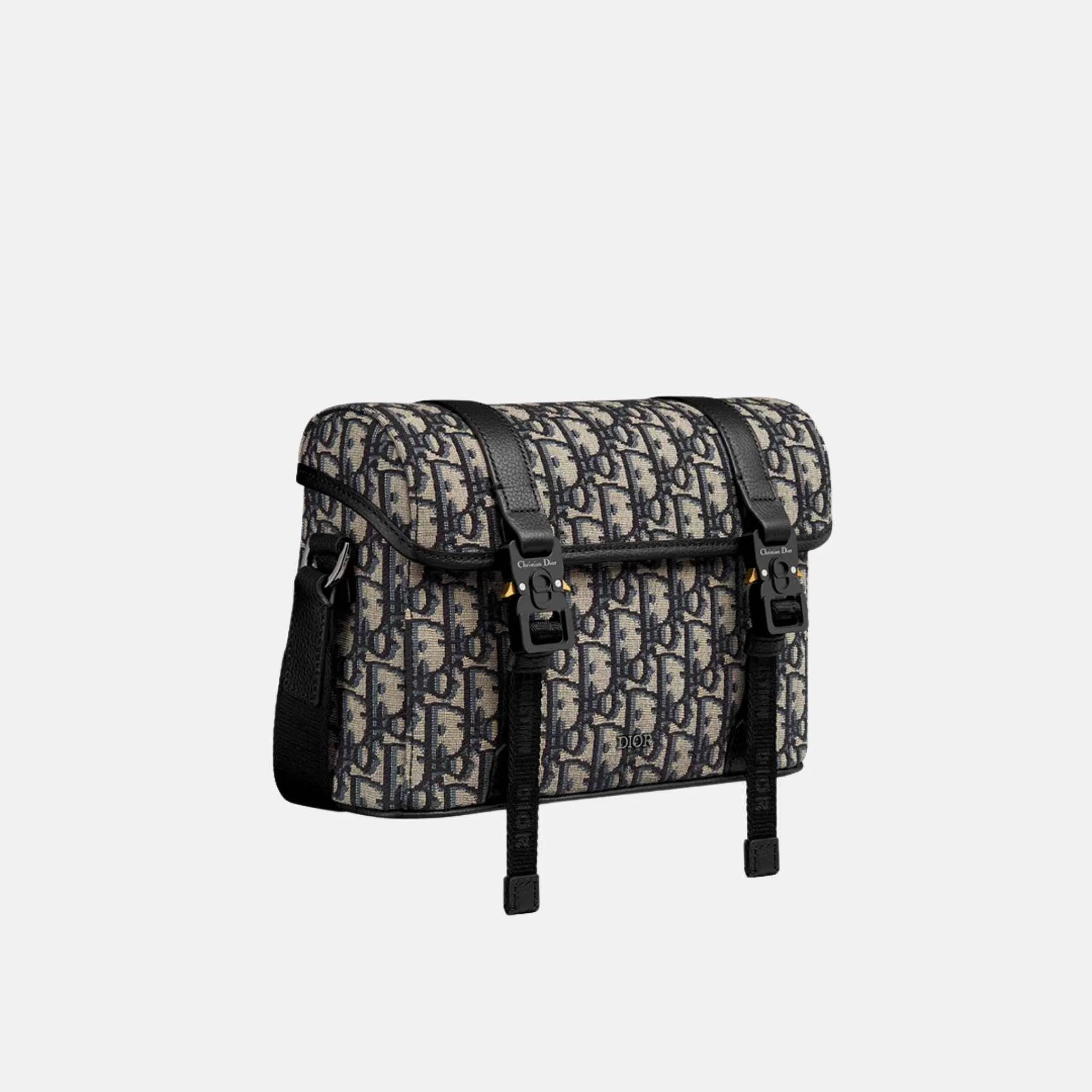 Dior Hit The Road Messenger Bag In Grained Calfskin, Beige, Side