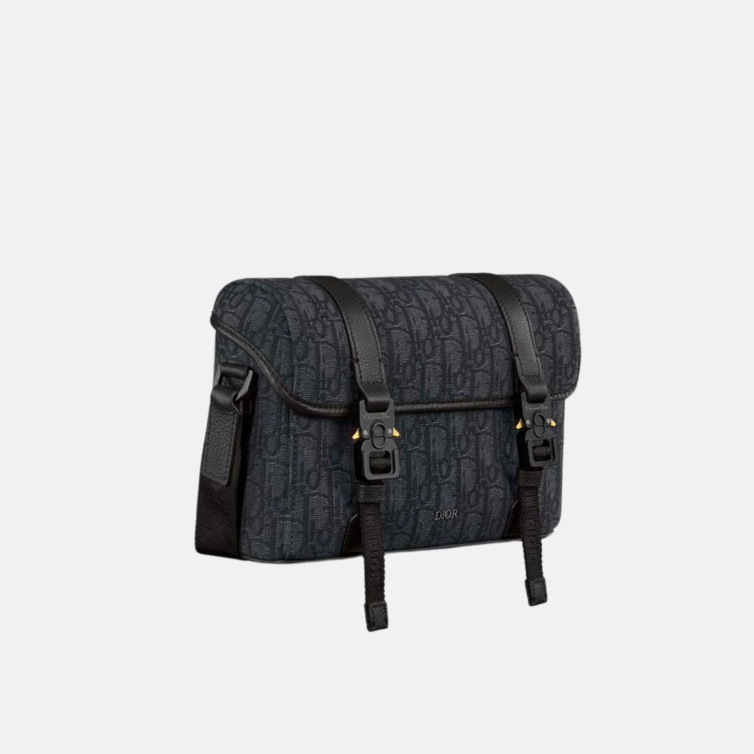 Dior Hit The Road Messenger Bag In Grained Calfskin, Black, Side
