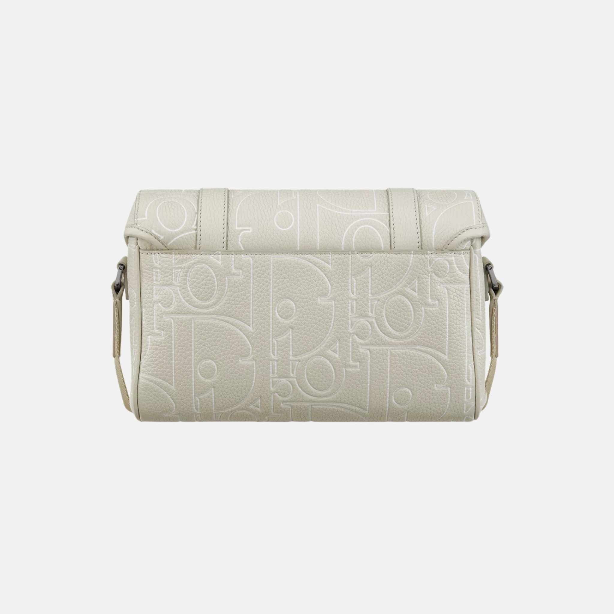 Dior Hit The Road Messenger Bag With Flap In Outline Leather And Calfskin, Beige, Back