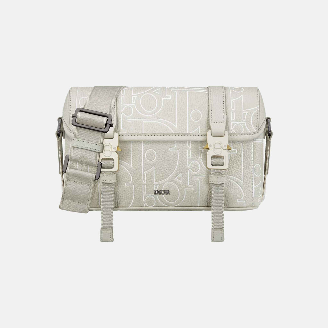Dior Hit The Road Messenger Bag With Flap In Outline Leather And Calfskin, Beige, Front