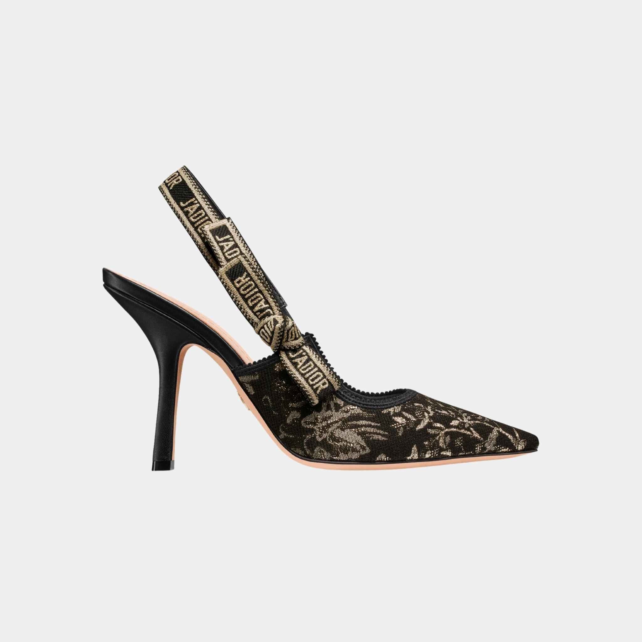 JAdior Slingback Pump Black and Gold Tone Millefiori