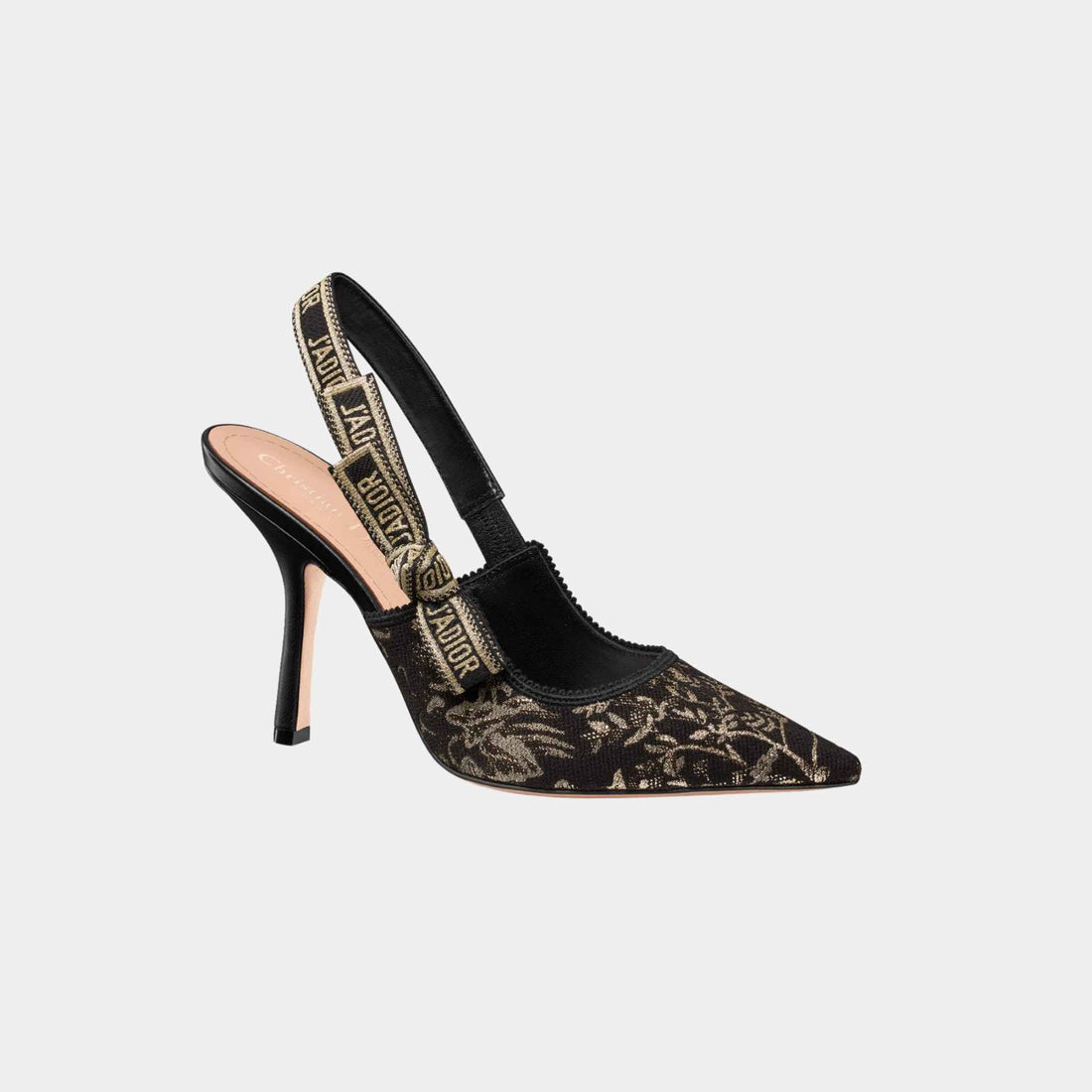 Dior JAdior Slingback Pump Black and Gold Tone Millefiori,Side front 