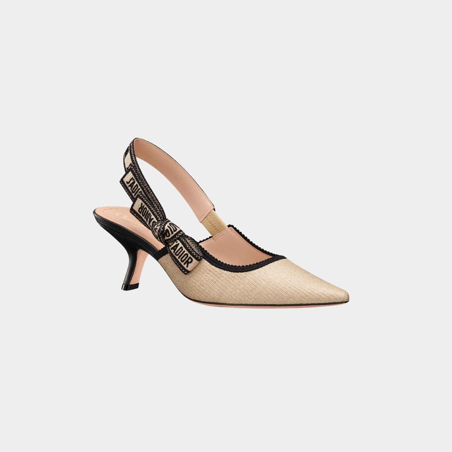 Dior JAdior Slingback Pump Heels Natural Raffia, Front and side 