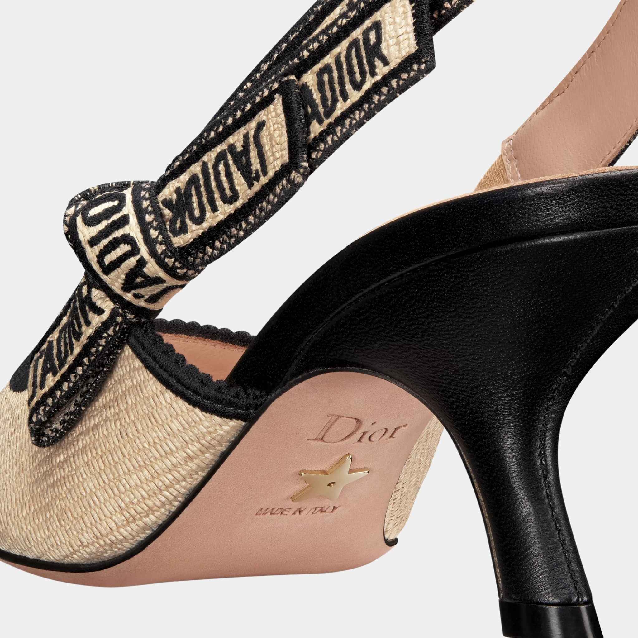 Dior JAdior Slingback Pump Heels Natural Raffia, Rear Closeup