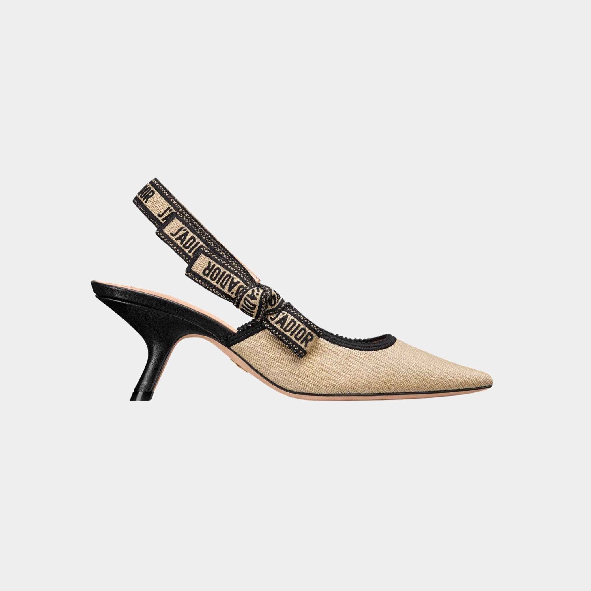 Dior JAdior Slingback Pump Heels Natural Raffia, Side