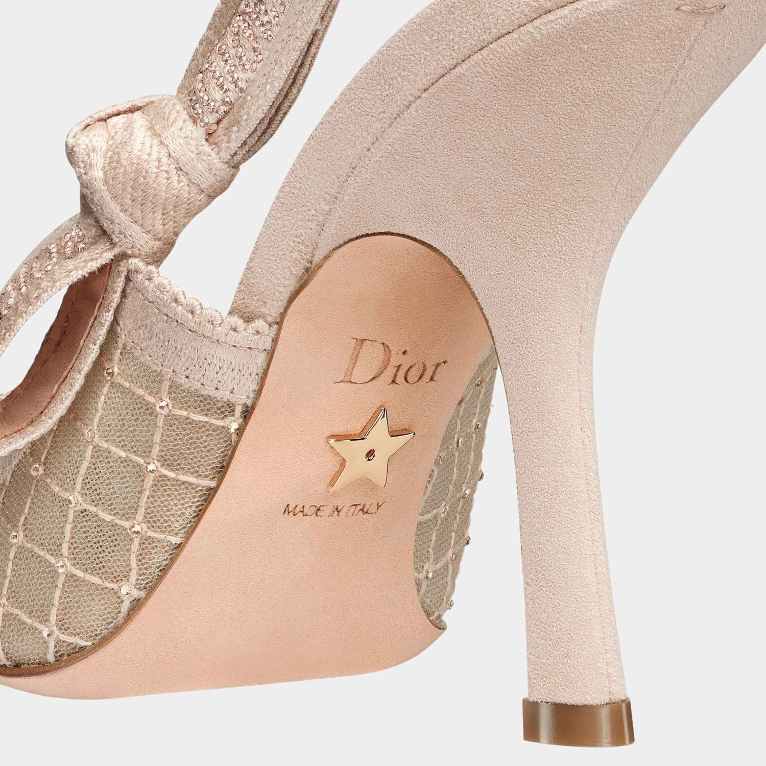 Dior JAdior Slingback Pump Transparent Mesh with Nude Strass, Rear Closeup