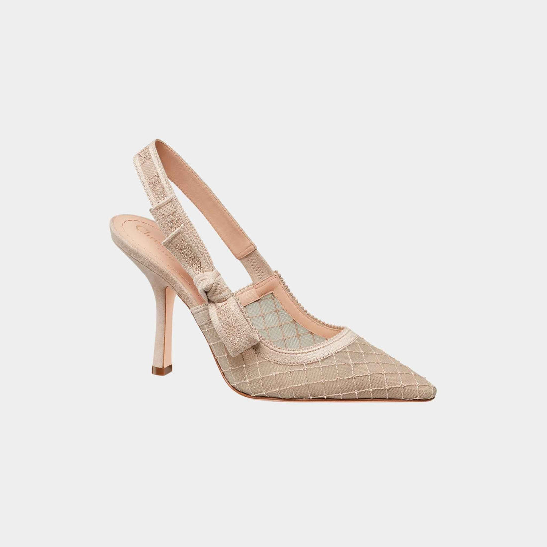 Dior JAdior Slingback Pump Transparent Mesh with Nude Strass, Front, Side