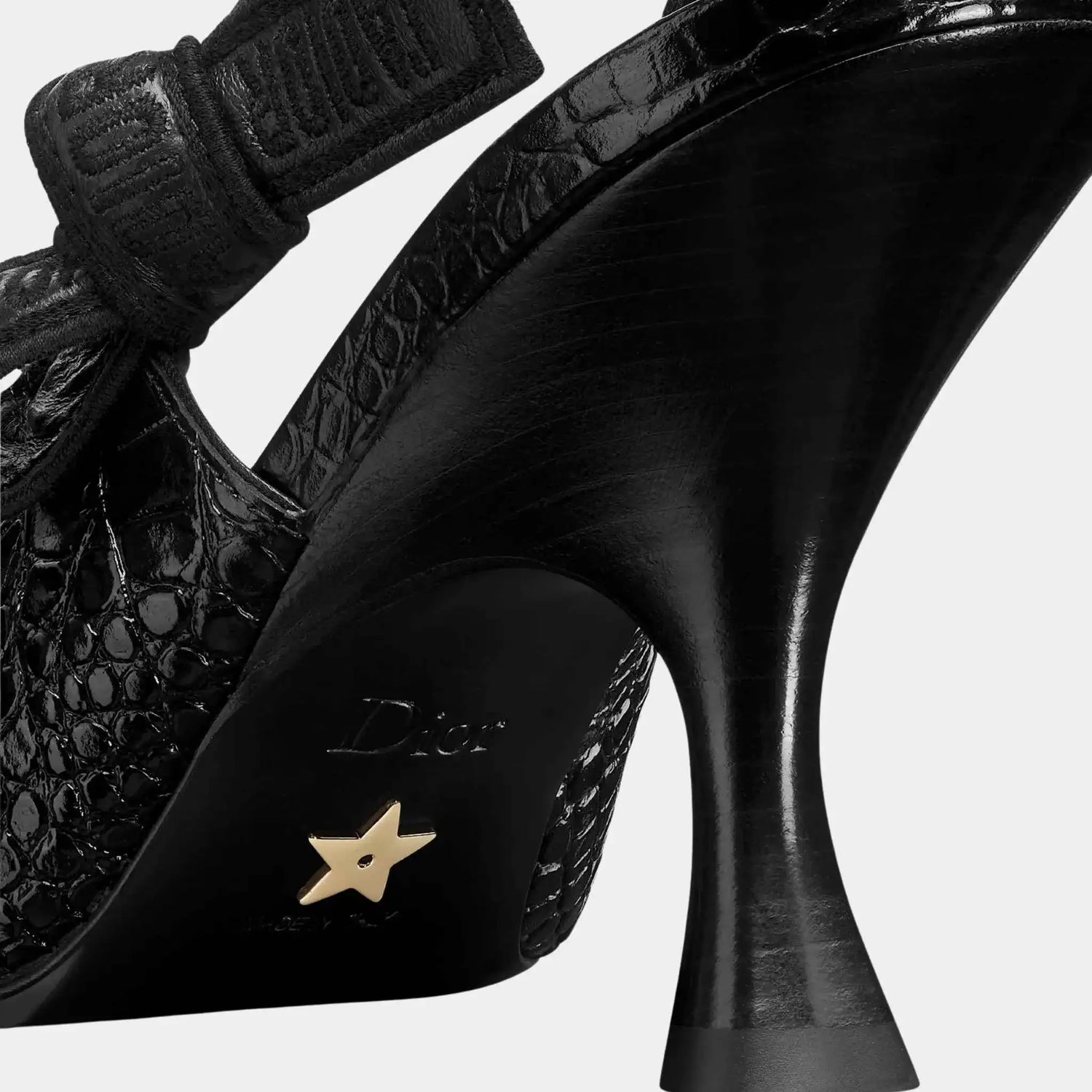 Dior J Adior Slingback Pump Calfskin with Crocodike Pattern, Black, Back