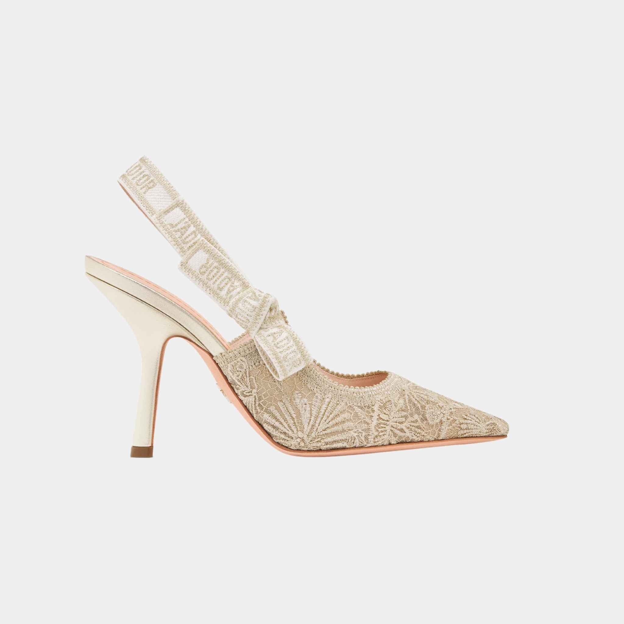 Dior JAdior Slingback Pump Transparent Mesh Gold Tone, Side