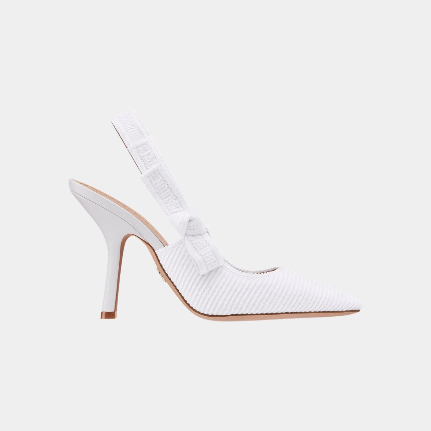 Dior J Adior Slingback Pumps Embroidered Cotton, White, Side