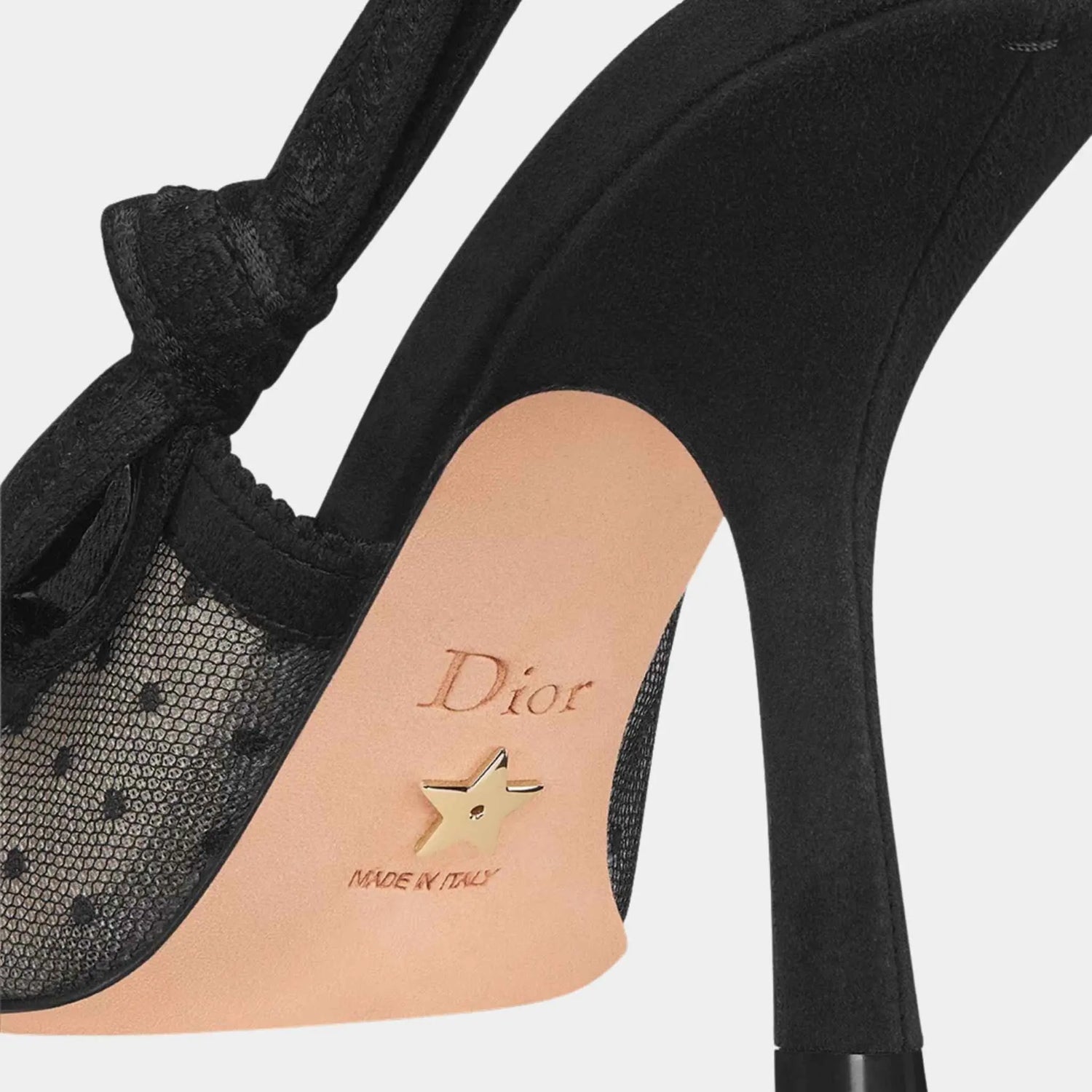 Dior J Adior Slingback Pumps Transparent Mesh and Black Plumetis, Black, Back