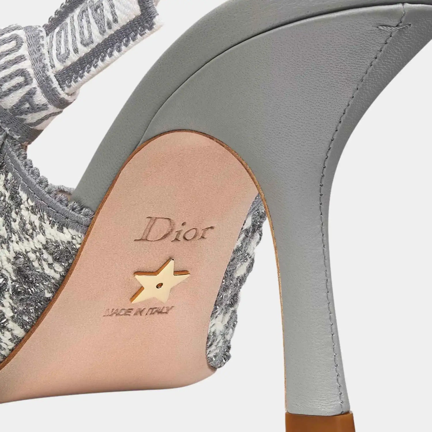 Dior J Adior Slingback Pumps Tweed with Cannage Pattern, Grey, Back