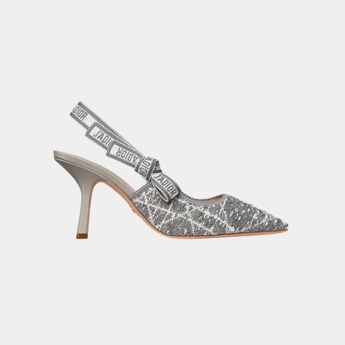 Dior J Adior Slingback Pumps Tweed with Cannage Pattern, Grey, Side
