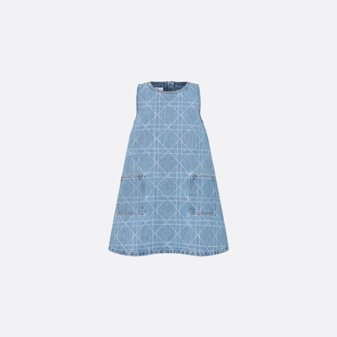 Dior Kids A-Line Dress Blue Cannage Cotton Denim, Front