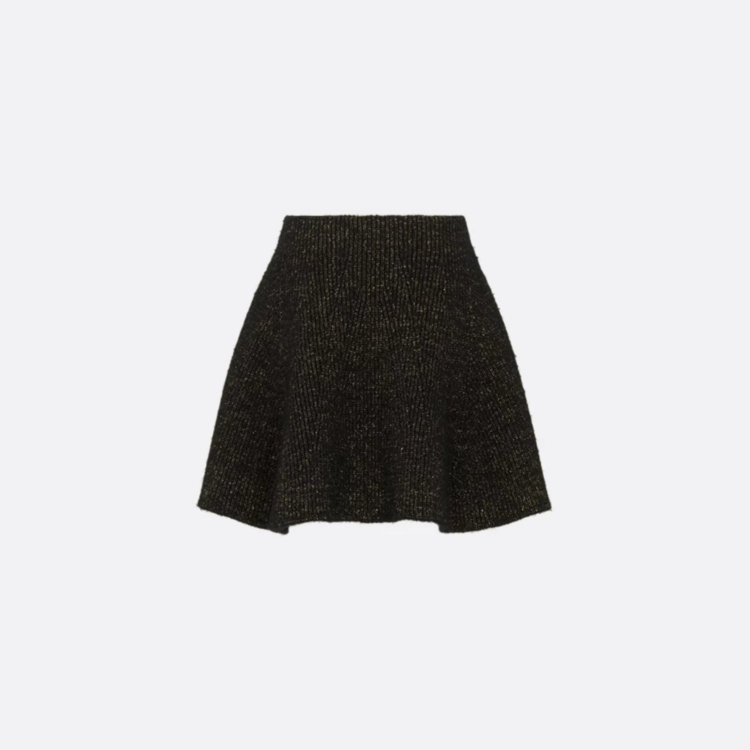 Dior Kids A Line Skirt Black And Gold Tone Wool Blend Knit, Back View