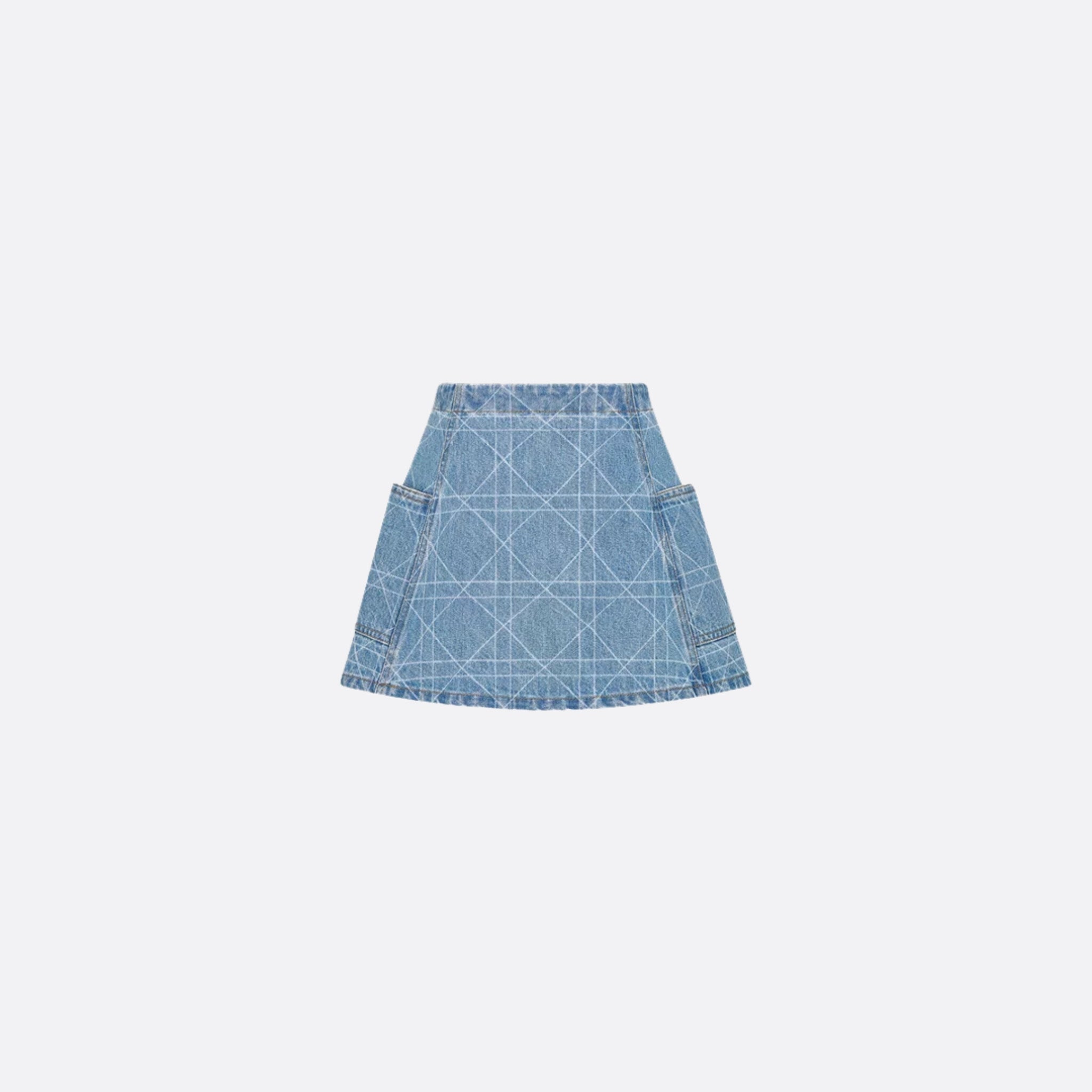 Dior Kids A-Line Skirt Blue Cannage Cotton Denim, Back