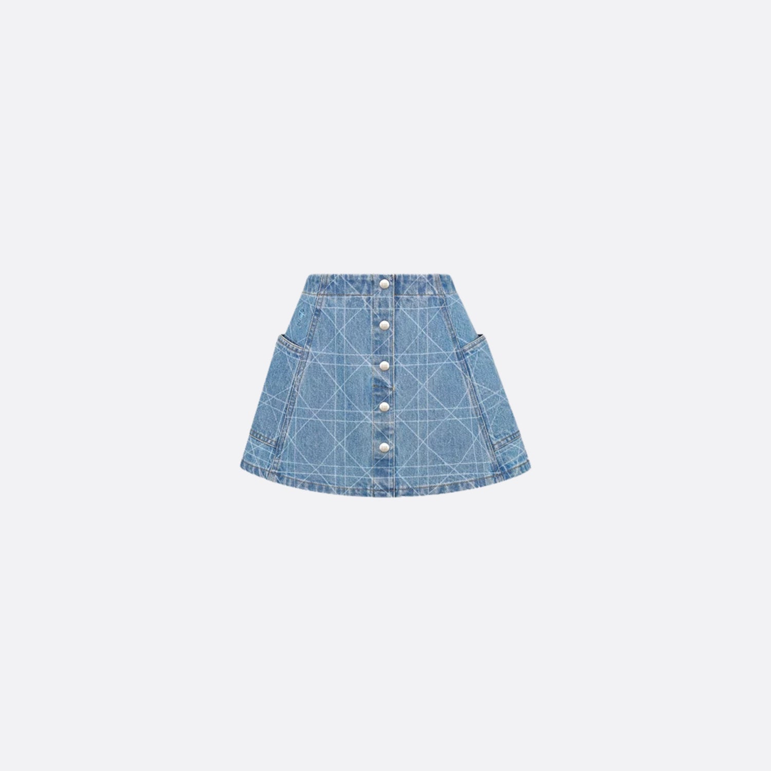 Dior Kids A-Line Skirt Blue Cannage Cotton Denim, Front