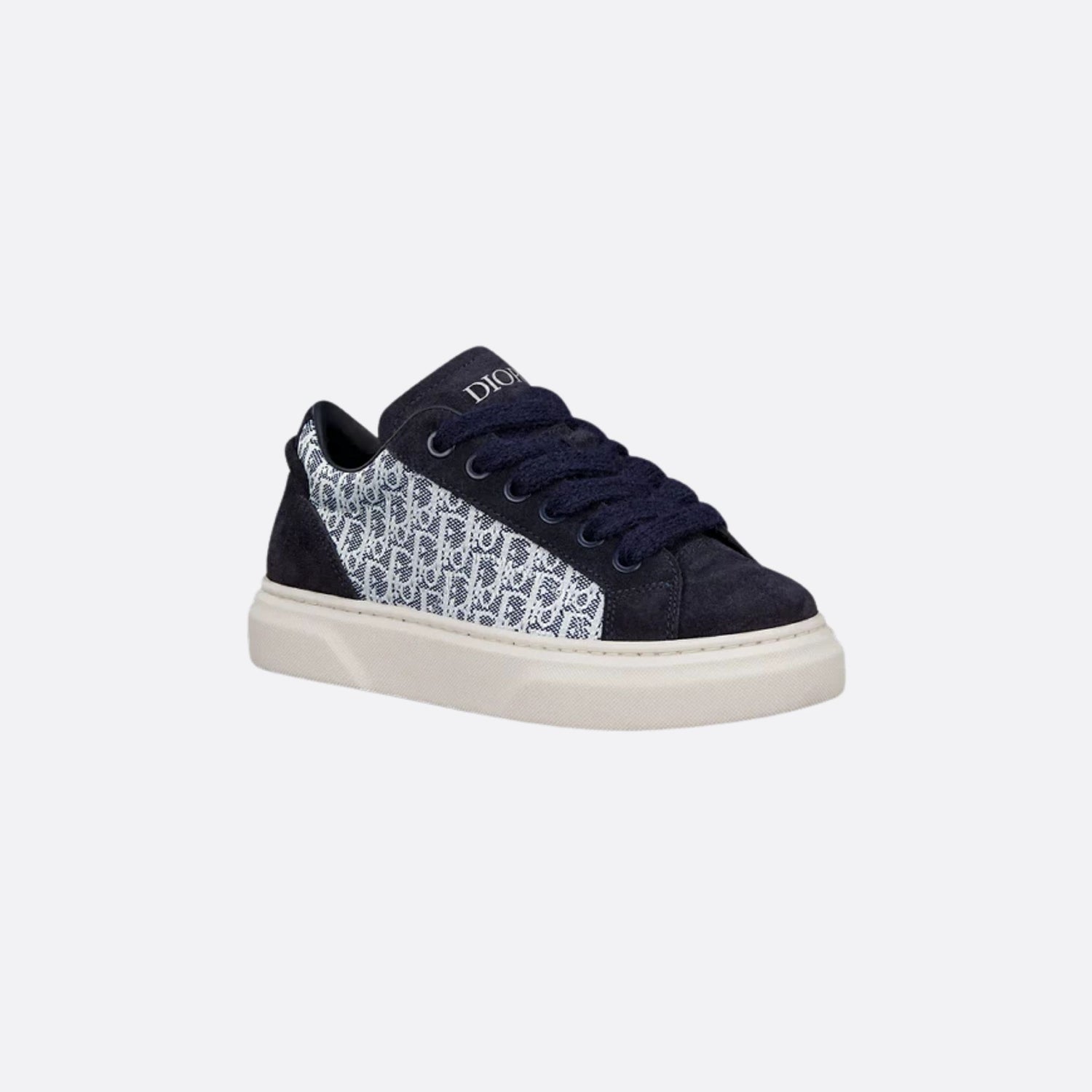 Dior Kids B33 Low Top Sneaker Dior Oblique Jacquard Suede, Navy Blue, Front