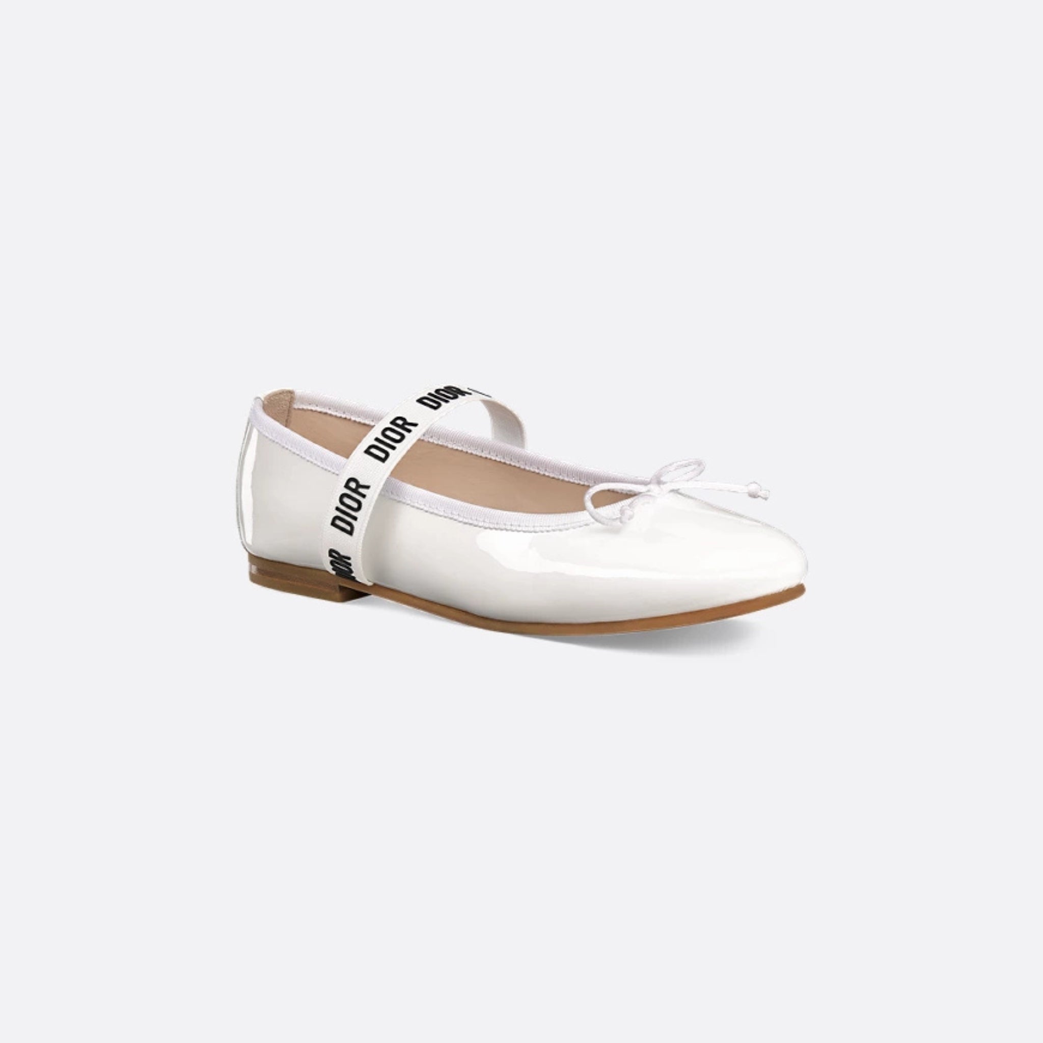 Dior Kids Ballet Flat Calfskin, White Patent, Front