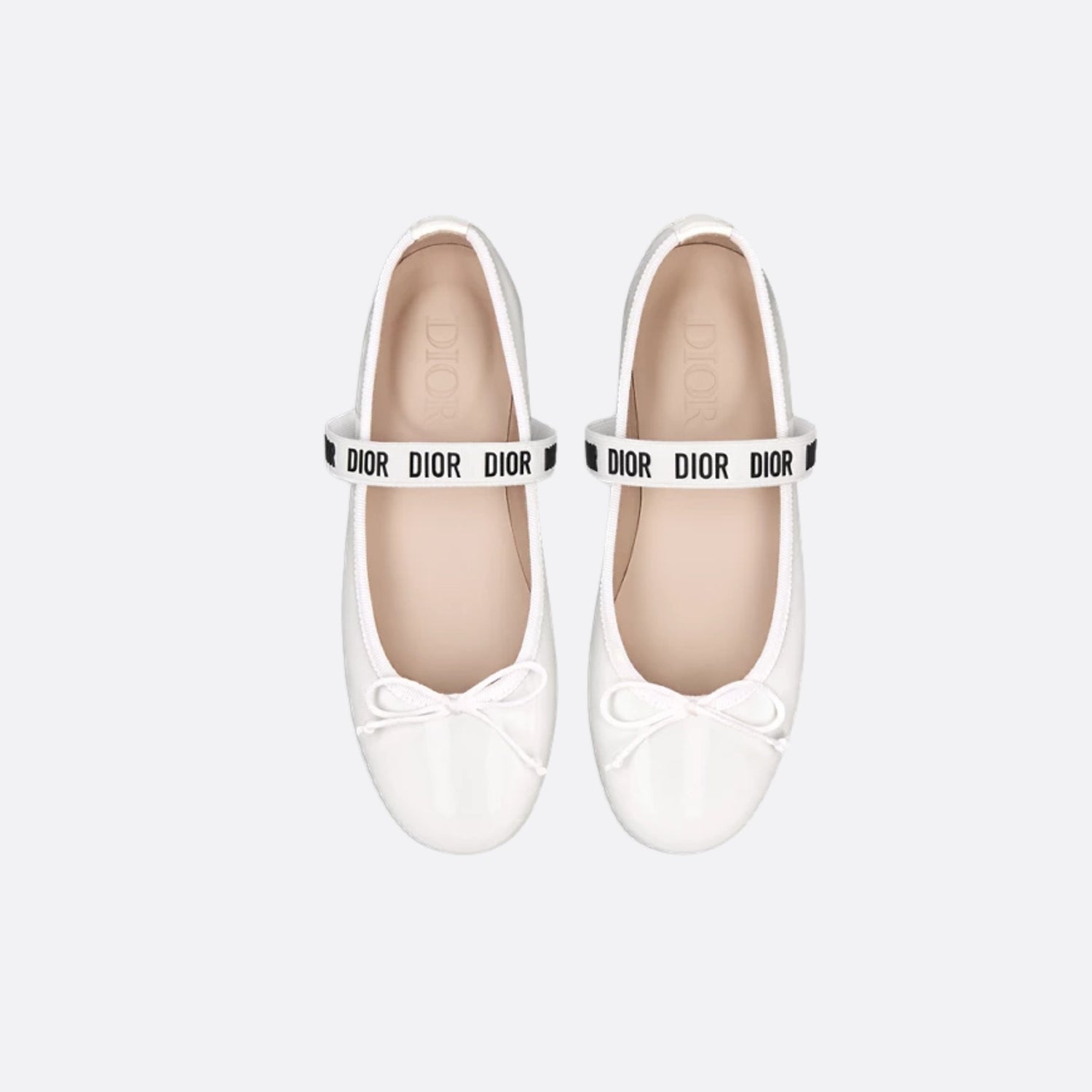 Dior Kids Ballet Flat Calfskin, White Patent, Top