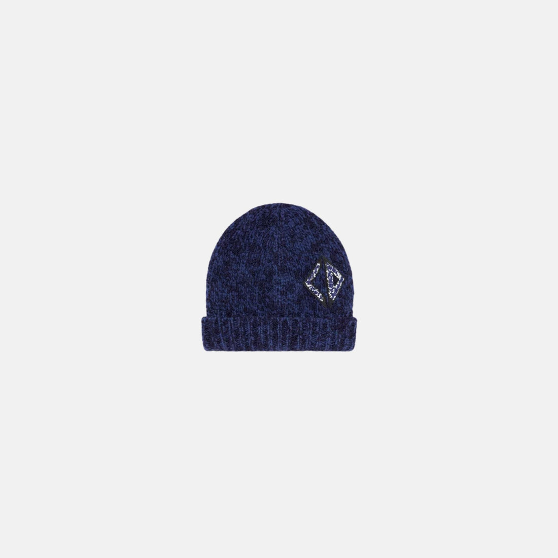 Dior Kids Beanie Navy Blue Wool Mouliné Knit, Front