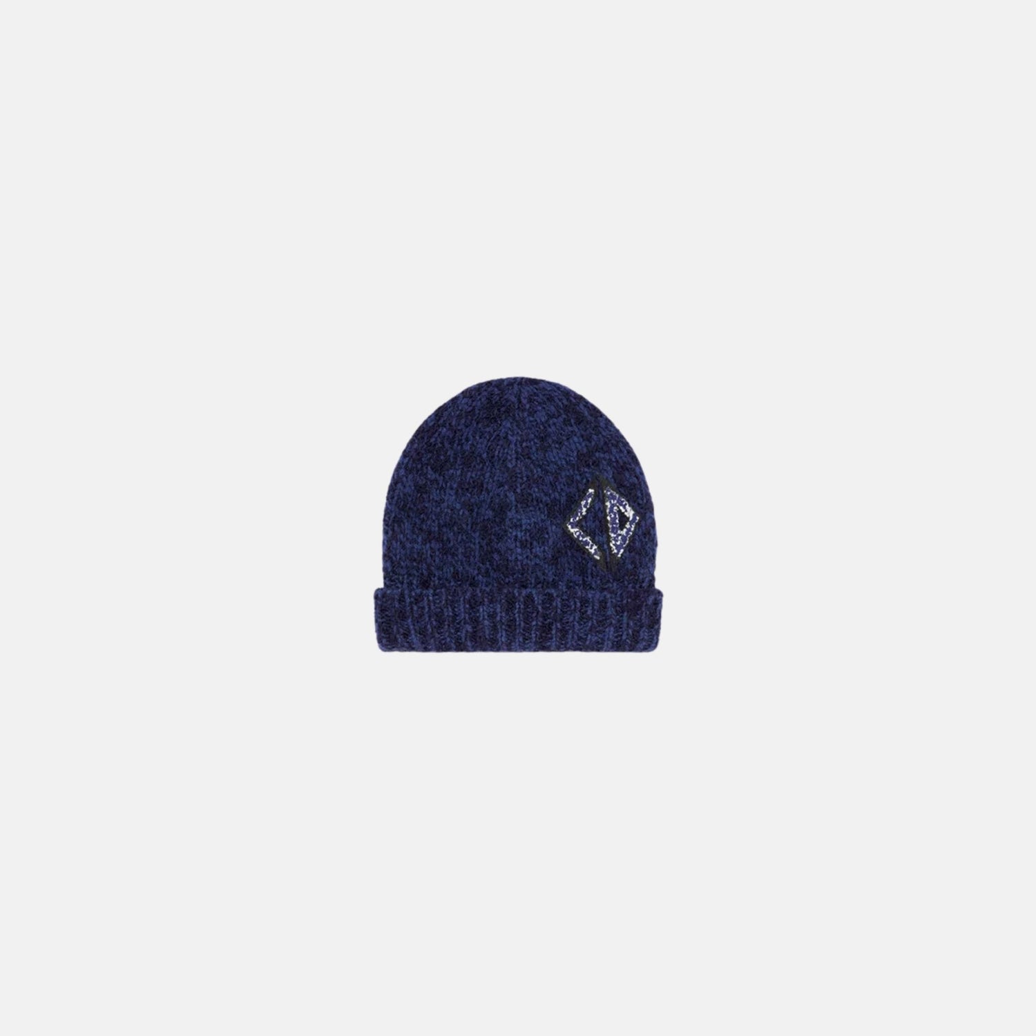 Dior Kids Beanie Navy Blue Wool Mouliné Knit, Front