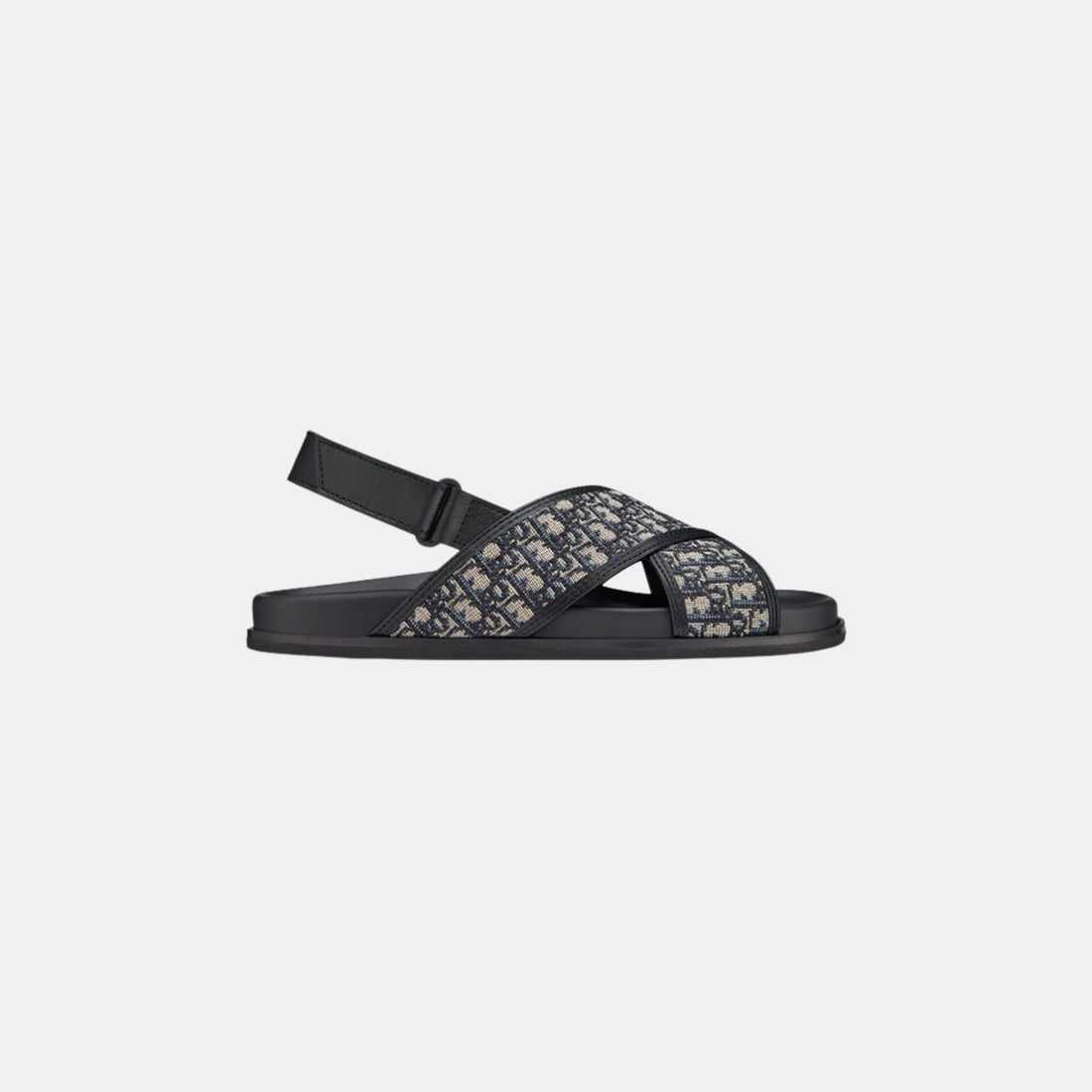 صنادل Dior Kids من جلد العجل الأسود وقماش Oblique، منظر جانبي