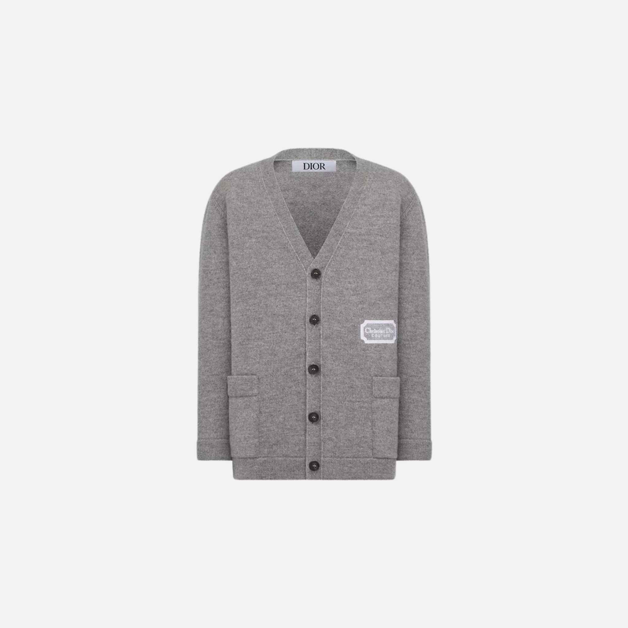 Dior Kids Christian Dior Couture Cardigan Heathered Gray Wool Cashmere, Front