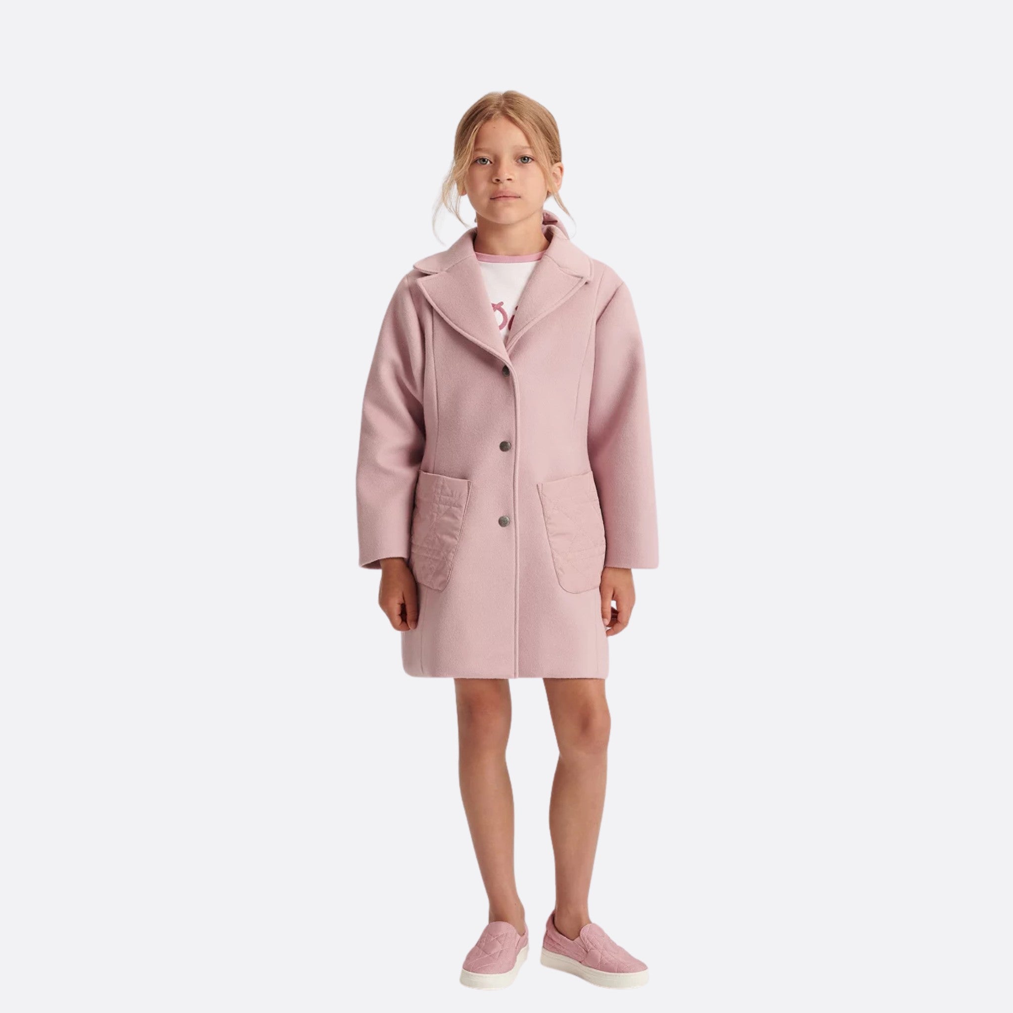 Dior Kids Coat Antique Pink Wool &amp; Cashmere with Cannage Fabric, Model