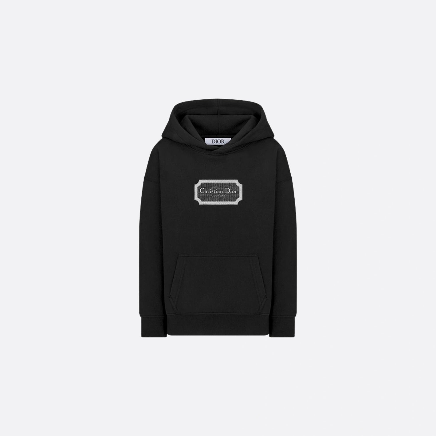 Dior Kids Couture Hooded Sweatshirt Cotton Fleece, Black, Front