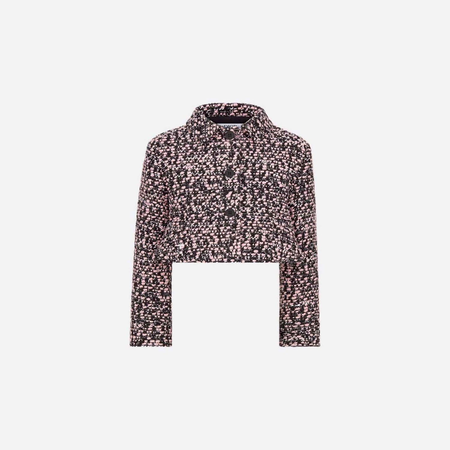 Dior Kids Cropped Jacket Black Pink and Silver Tone Tweed, Front View